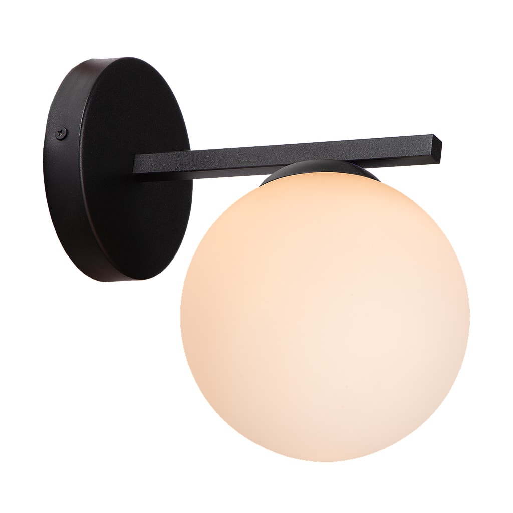Lampe murale avec globe en verre opalin blanc