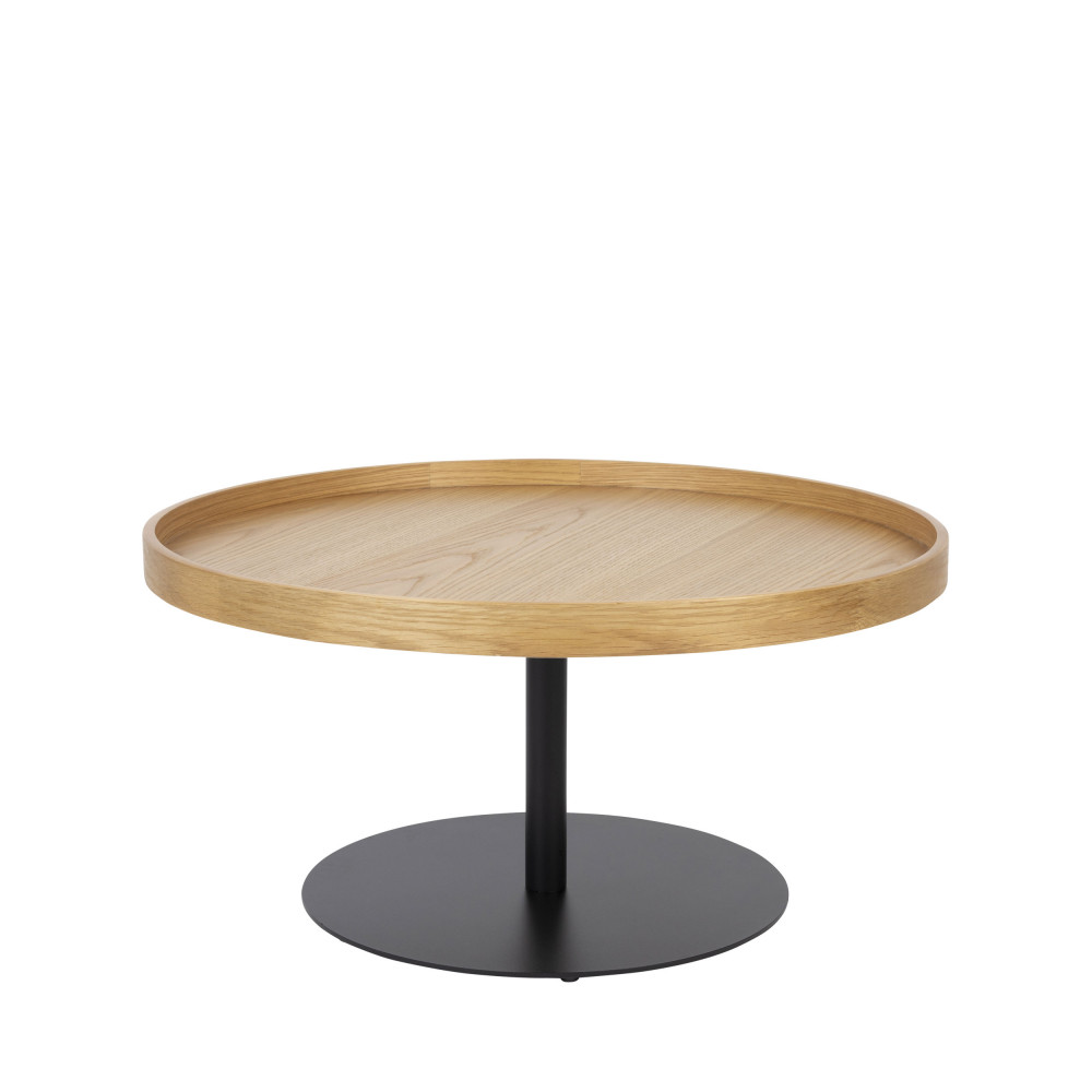 Table basse ronde en bois et métal ø70cm – Bois clair