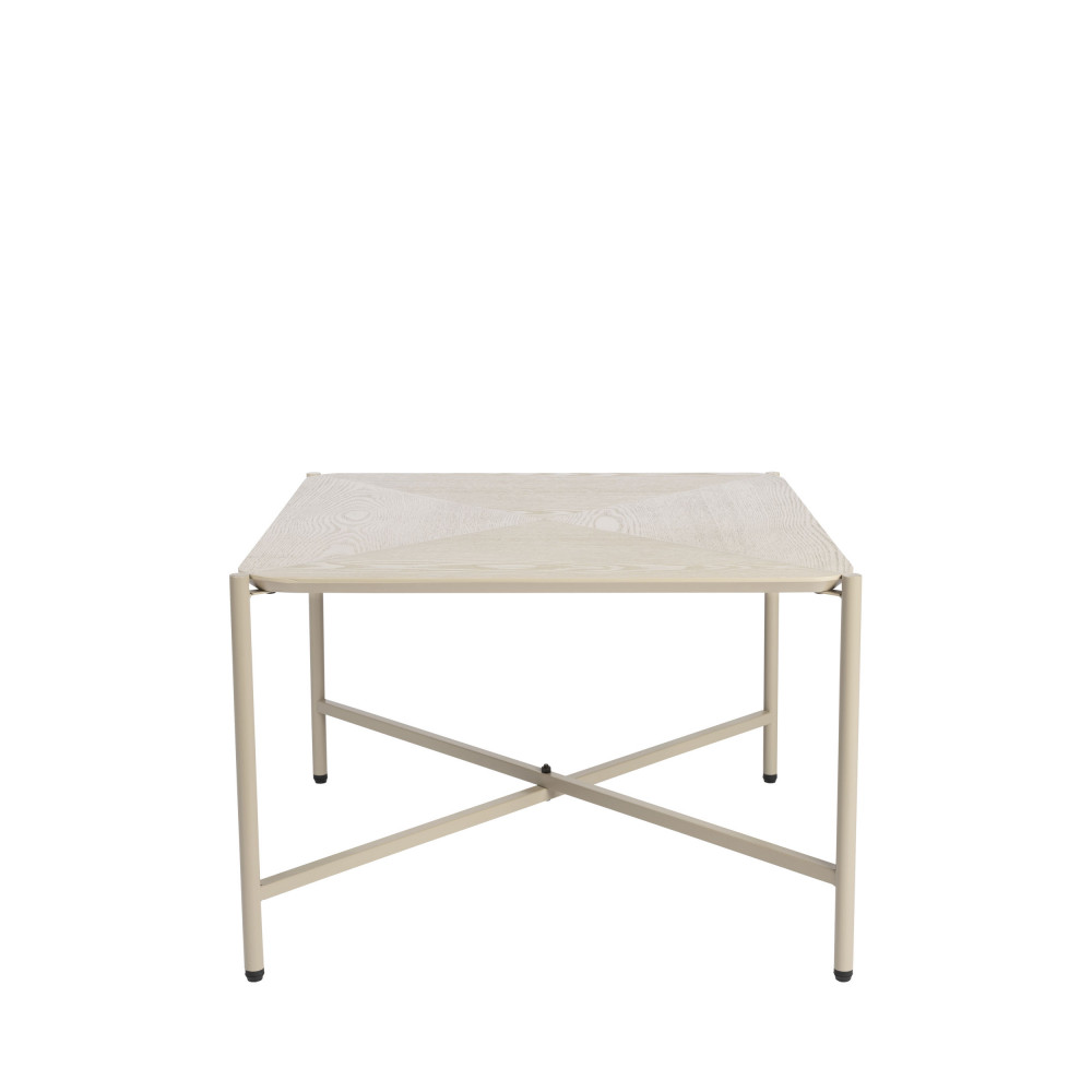 table d'appoint carrée en bois et métal 40x40cm beige