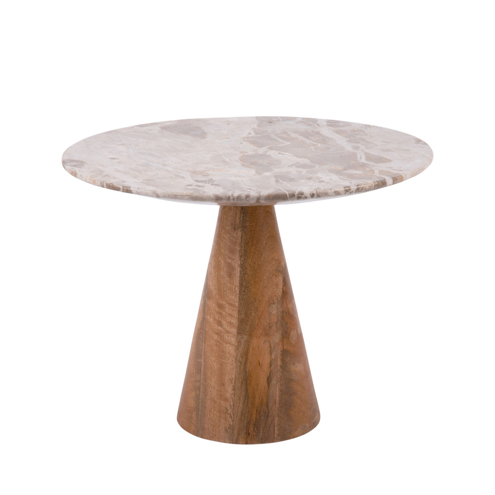 table d'appoint en bois et marbre d40cm brun