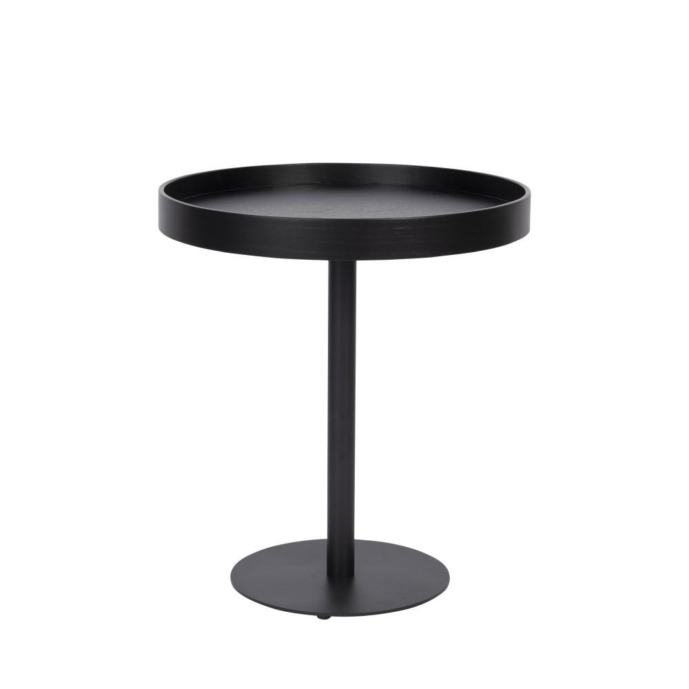 table d'appoint ronde en bois et métal d45cm noir