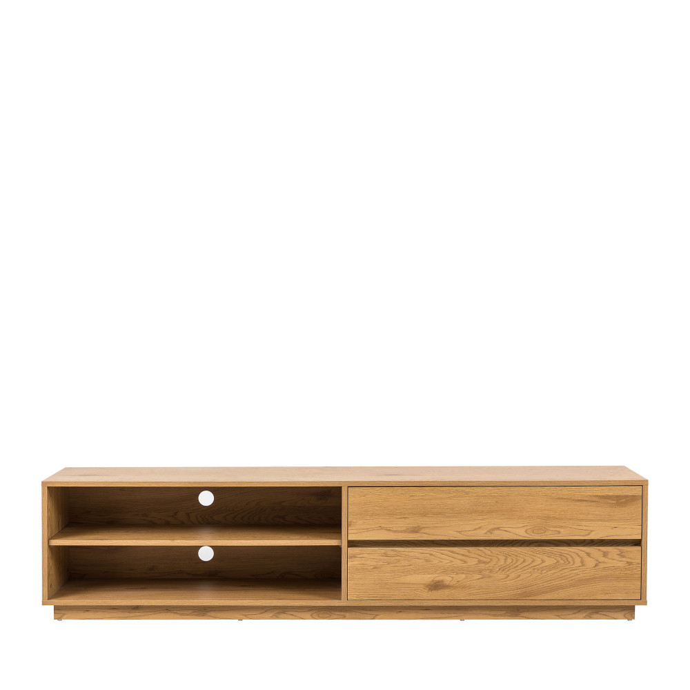 Meuble tv 2 tiroirs, 2 niches en bois L180cm – Bois clair