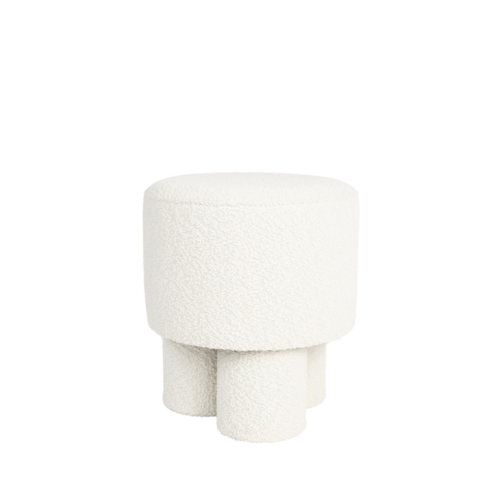 Tabouret rond en tissu bouclette ø40cm – Blanc