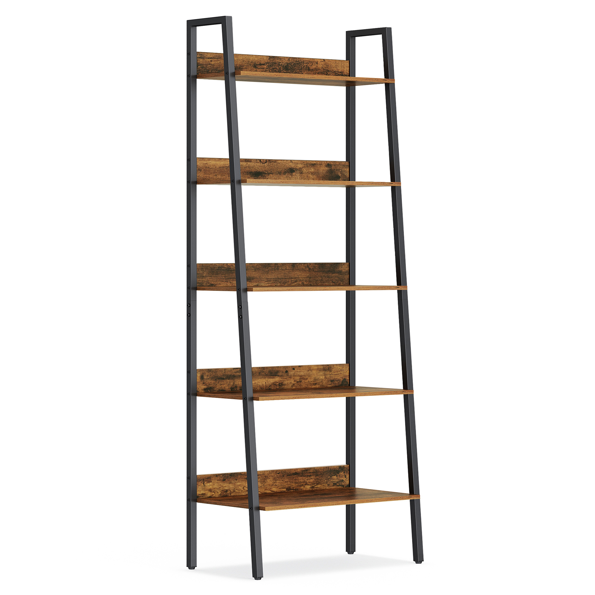 Étagère à échelle niveaux effet bois marron rustique et noir