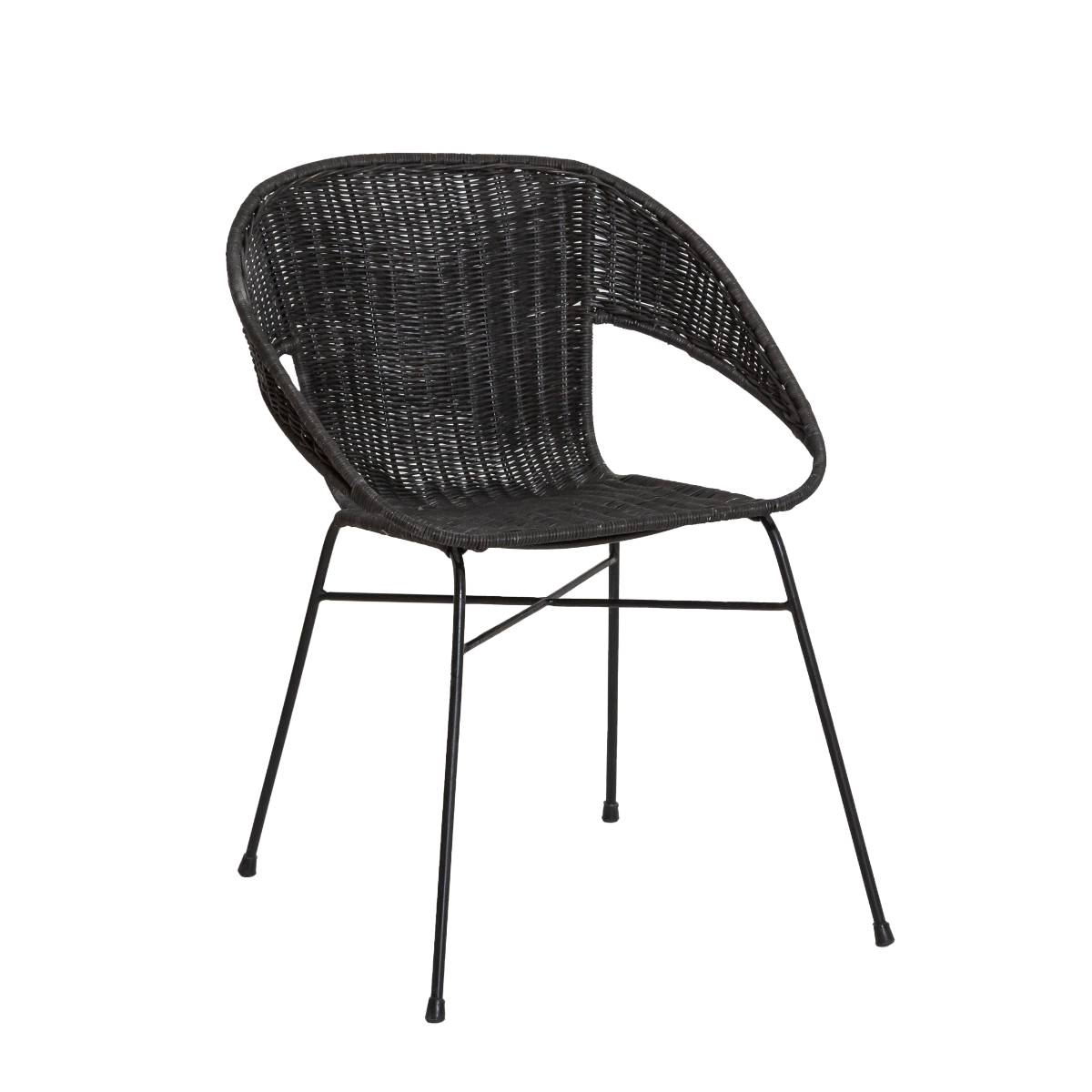 chaise en rotin noir 56 cm