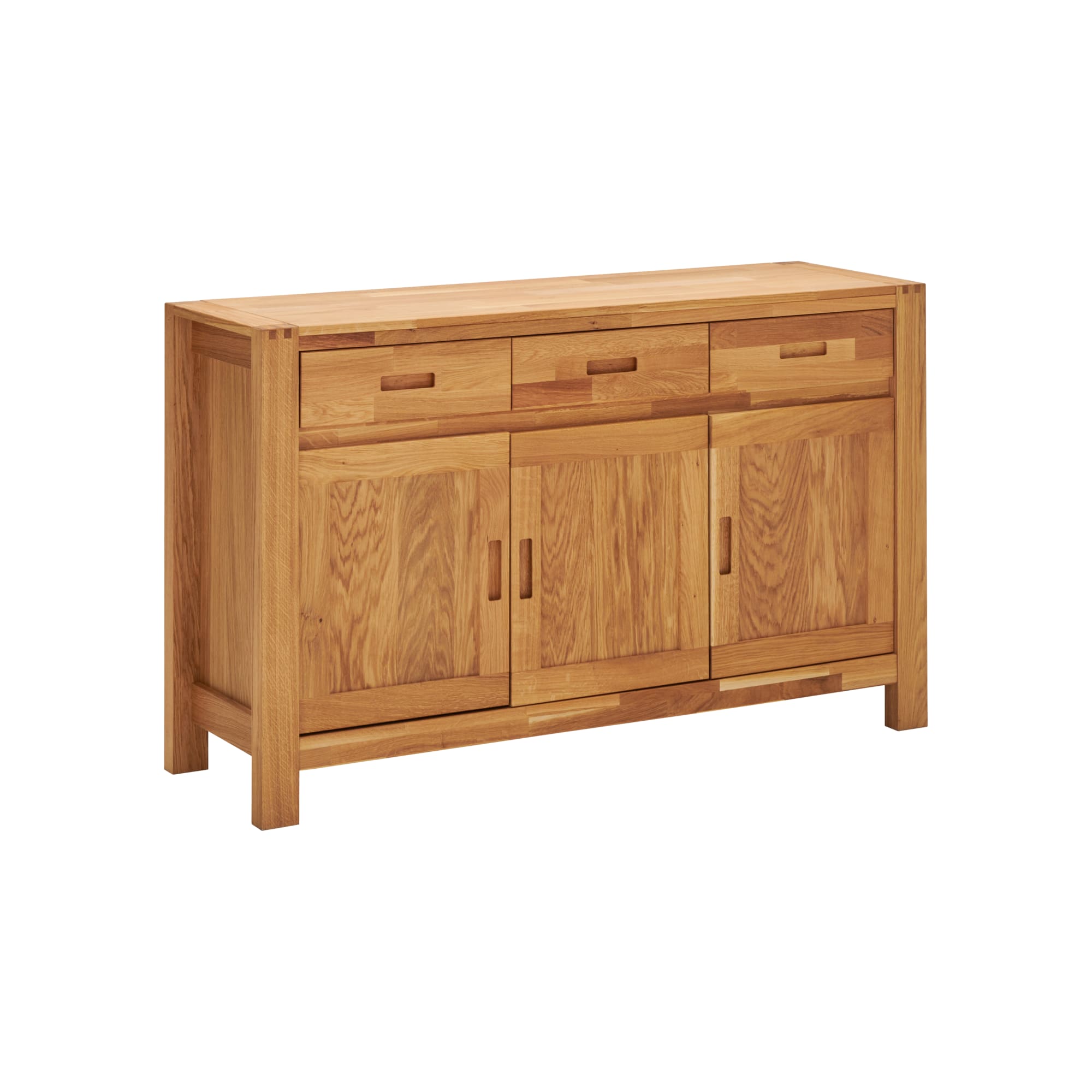 Buffet 3 portes, 3 tiroirs en bois finition chêne huilé