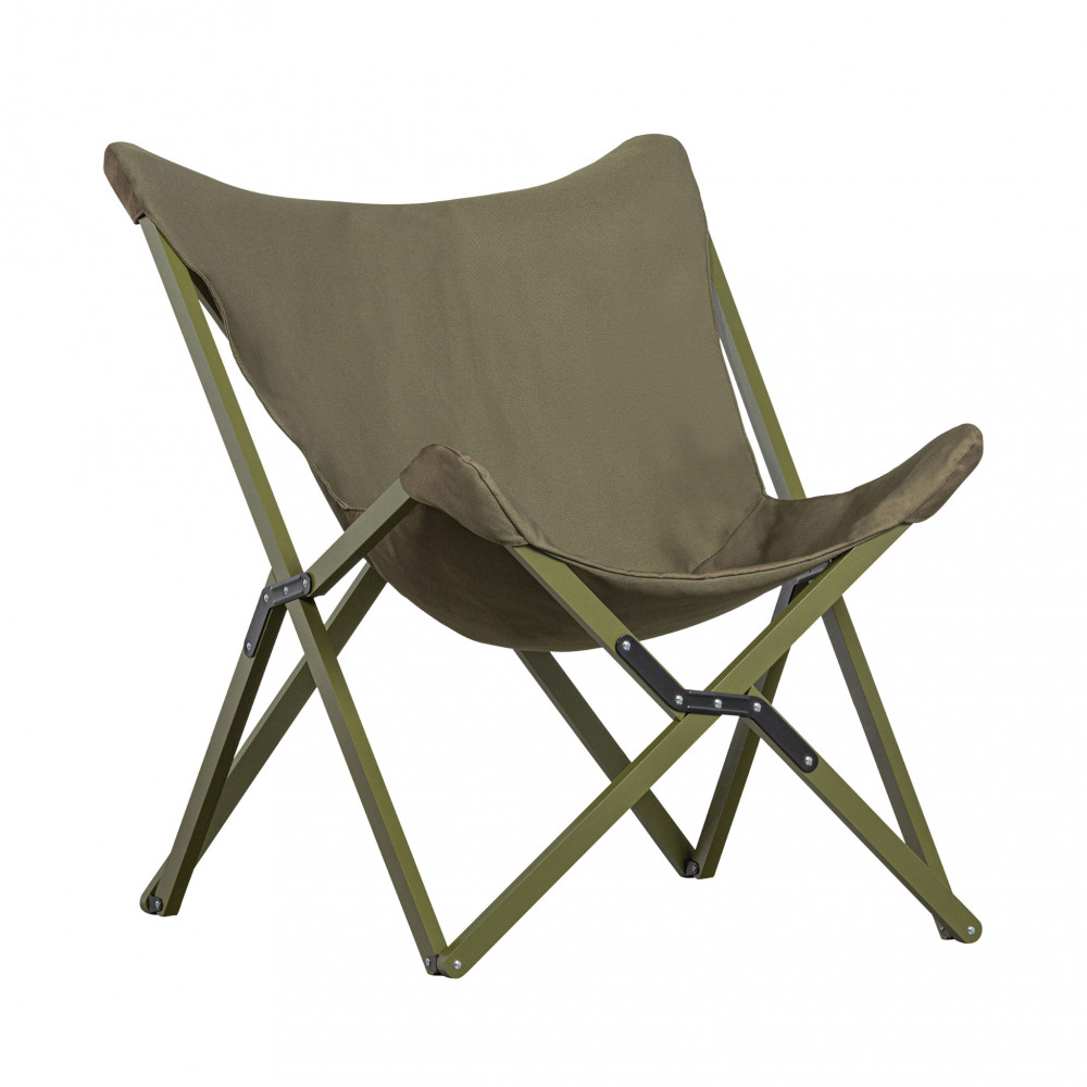 fauteuil de jardin pliable en tissu et métal vert kaki