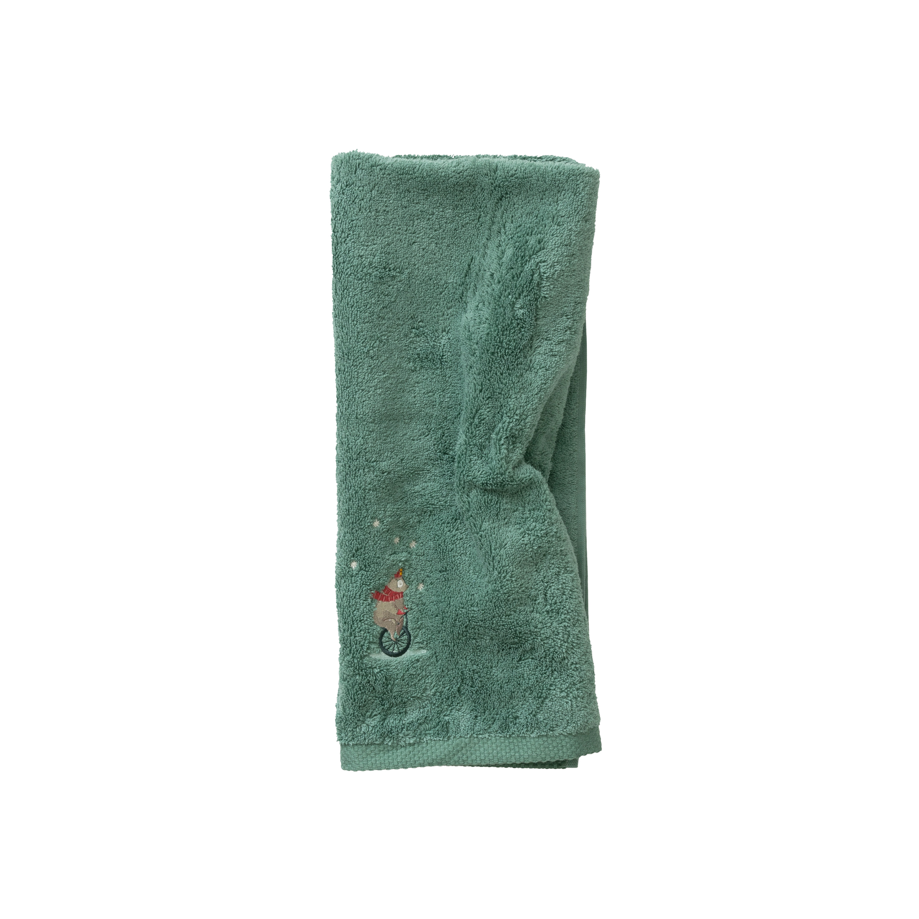 serviette de toilette vert tendre bouclette brodé vert 50 x 90 cm