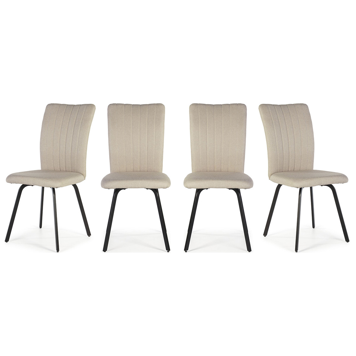 Lot de 4 chaises en tissu beige