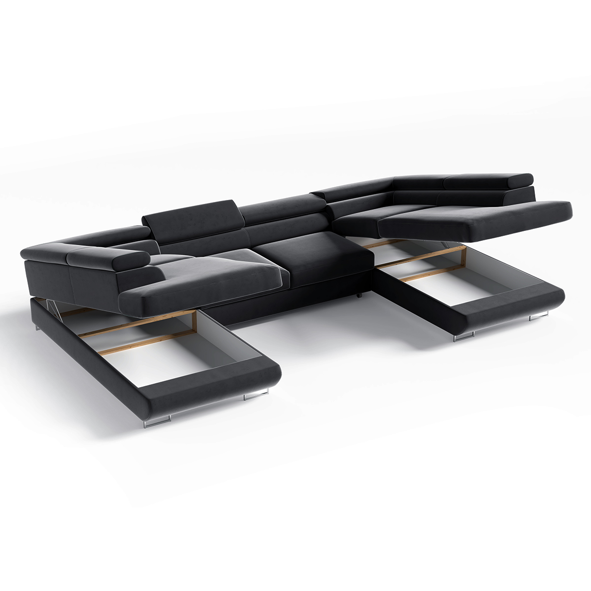 lyam - Canapé relax convertible velours Gris - Vue supplémentaire 2