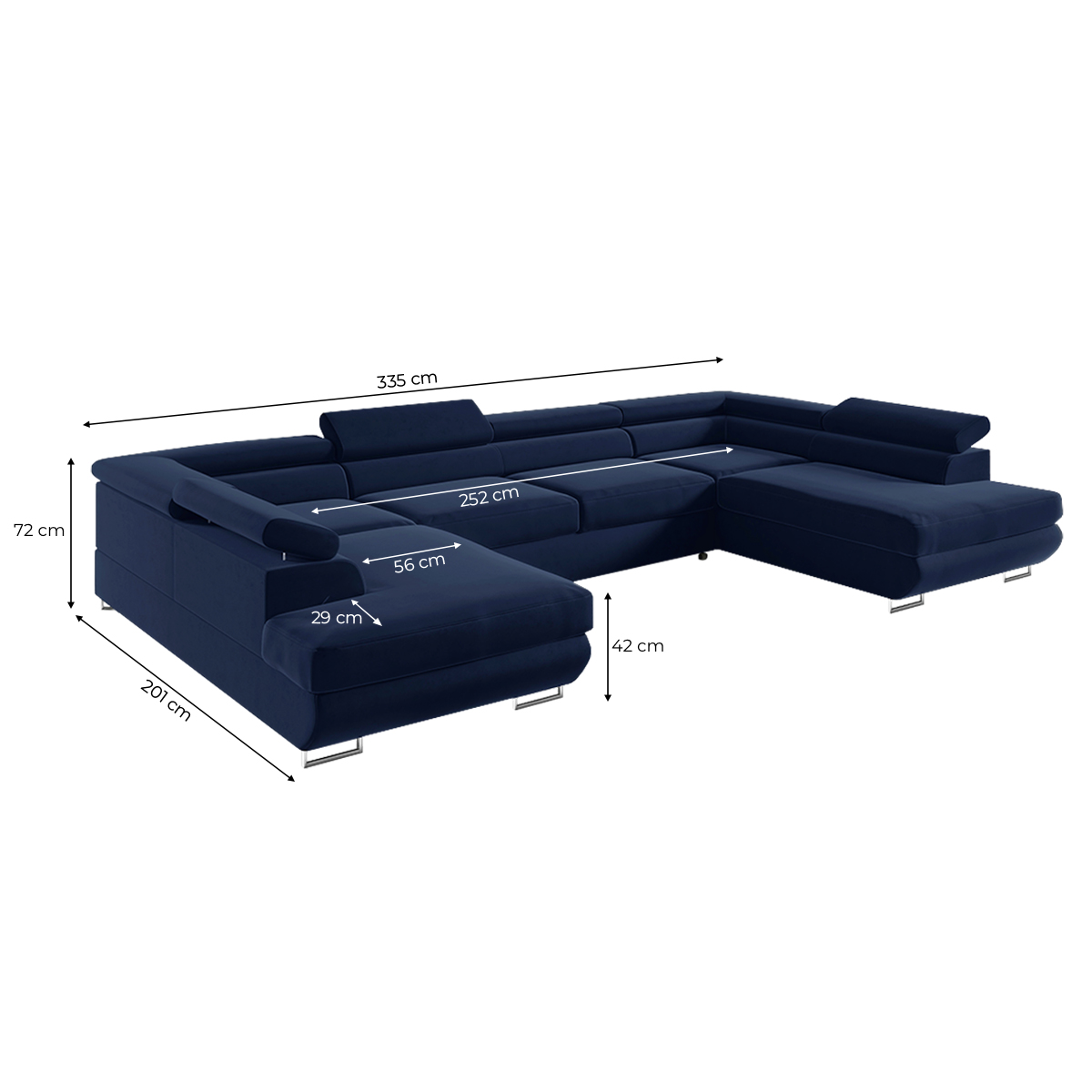 lyam - Canapé relax convertible velours Bleu - Vue supplémentaire 2