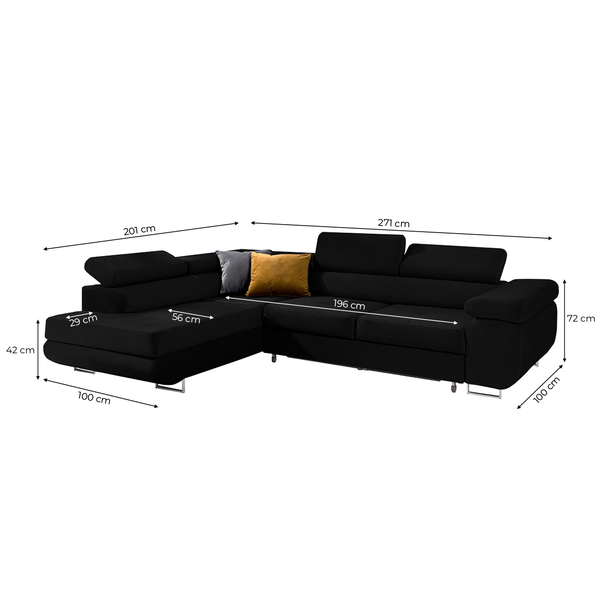 wilson - Canapé relax convertible Noir - Vue supplémentaire 2