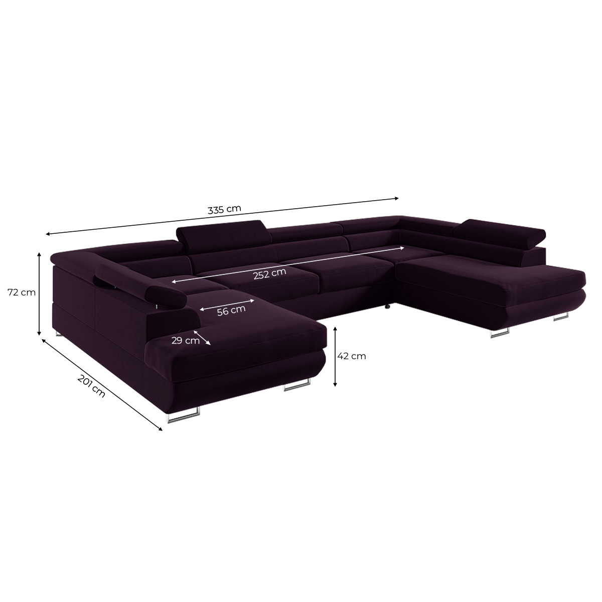 lyam - Canapé relax convertible velours Violet - Vue supplémentaire 2