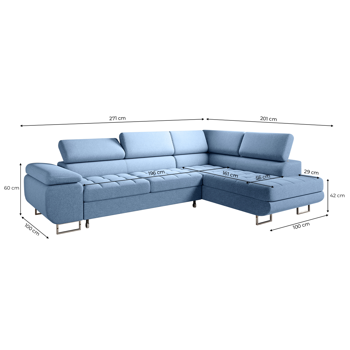 eden - Canapé relax convertible Bleu - Vue supplémentaire 2