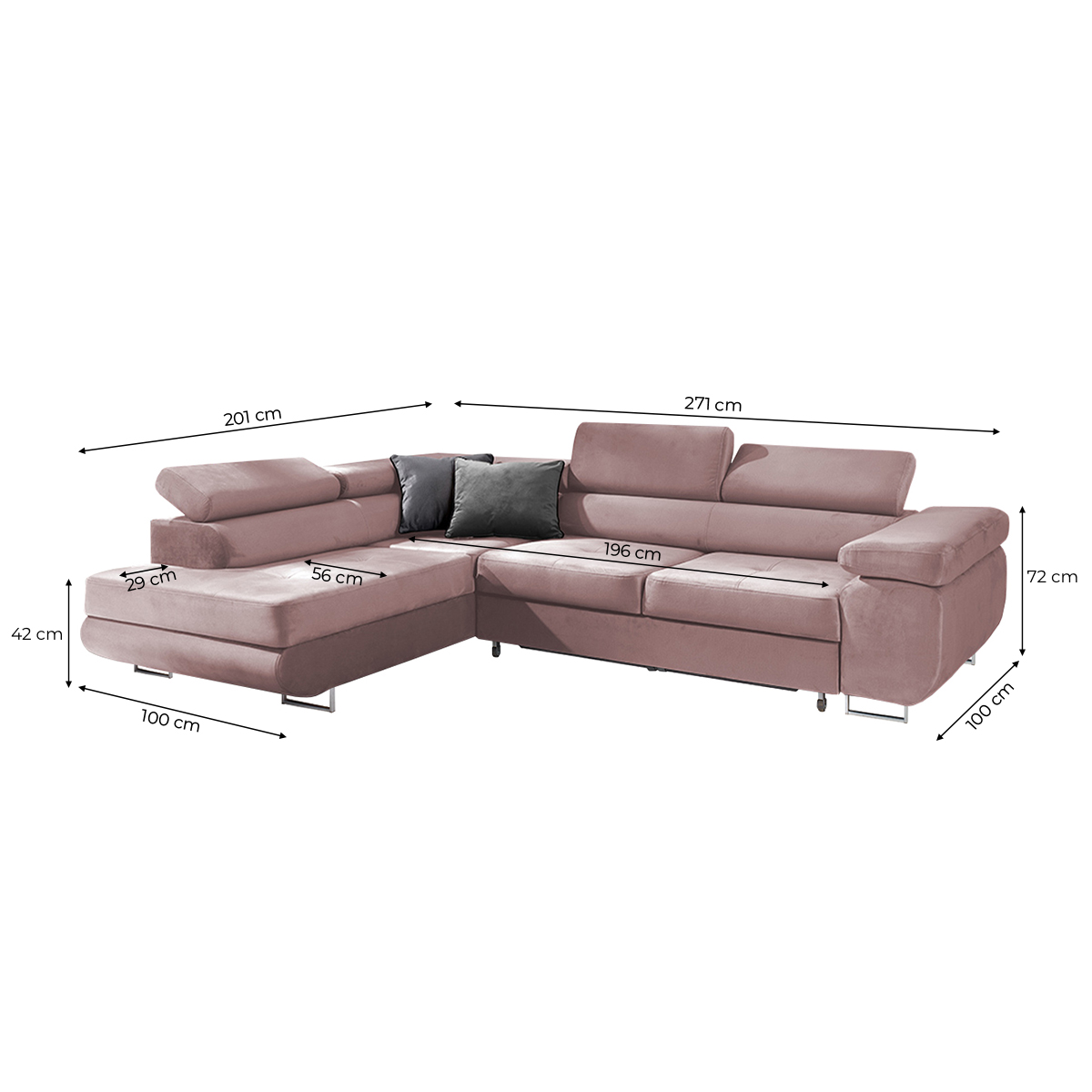 wilson - Canapé relax convertible Rose - Vue supplémentaire 2