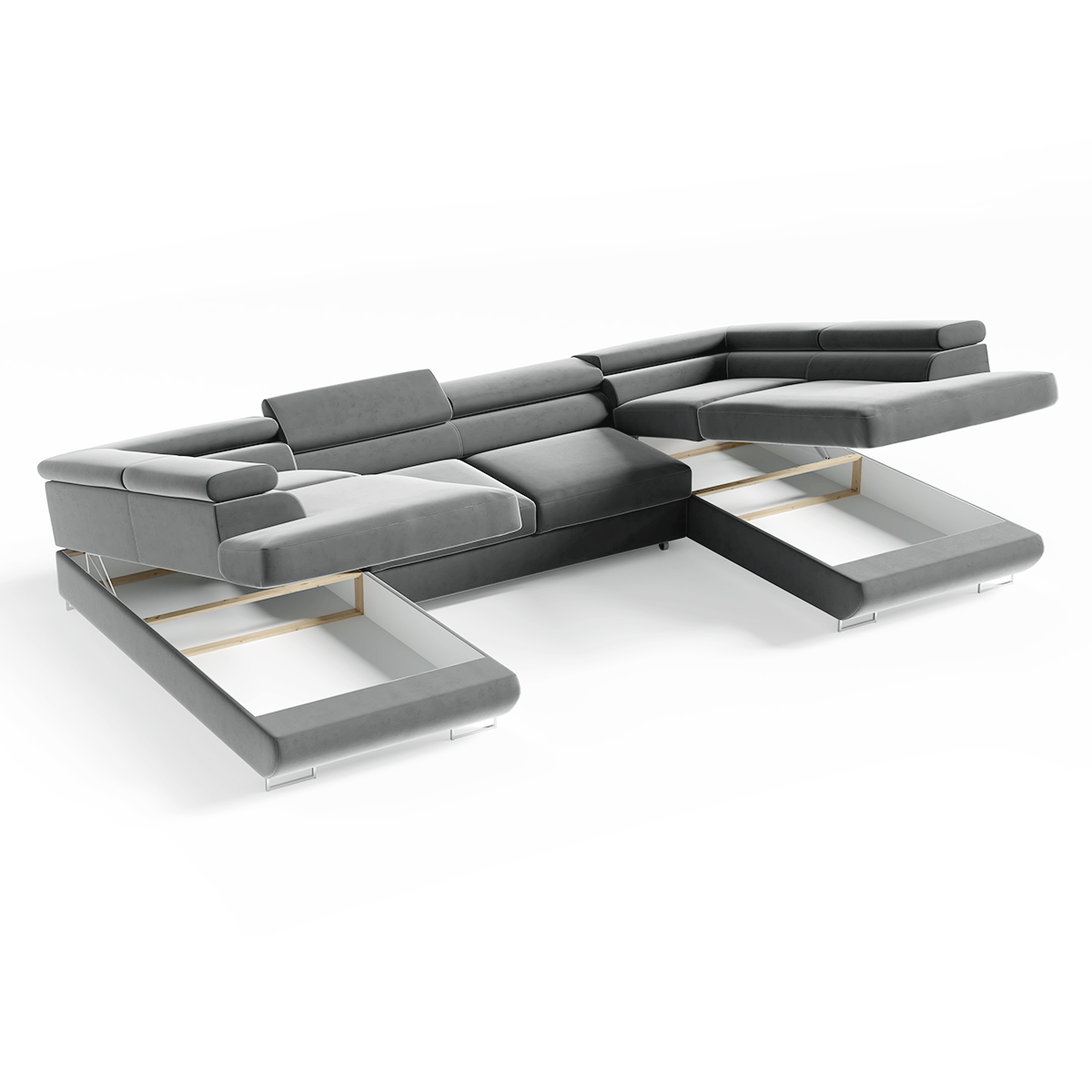 lyam - Canapé relax convertible velours Gris - Vue supplémentaire 2