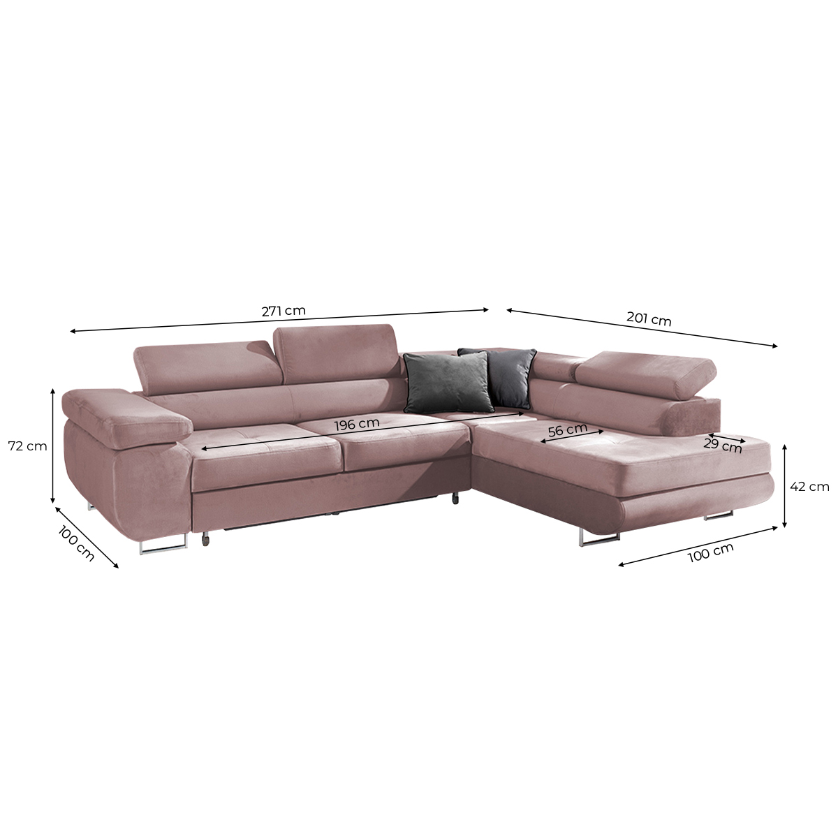 wilson - Canapé relax convertible Rose - Vue supplémentaire 2