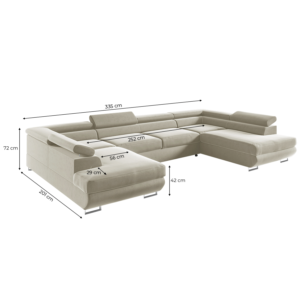 lyam - Canapé relax convertible velours Beige - Vue supplémentaire 2