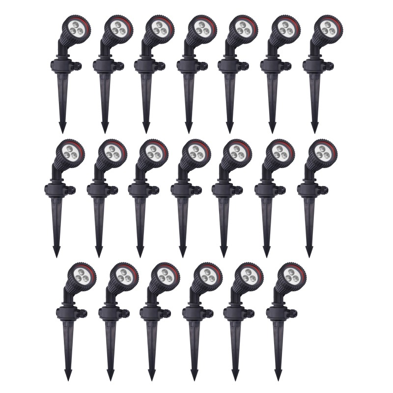 Projecteur Extérieur (20 pcs) GU10 Piquet de Jardin Noir Tidian