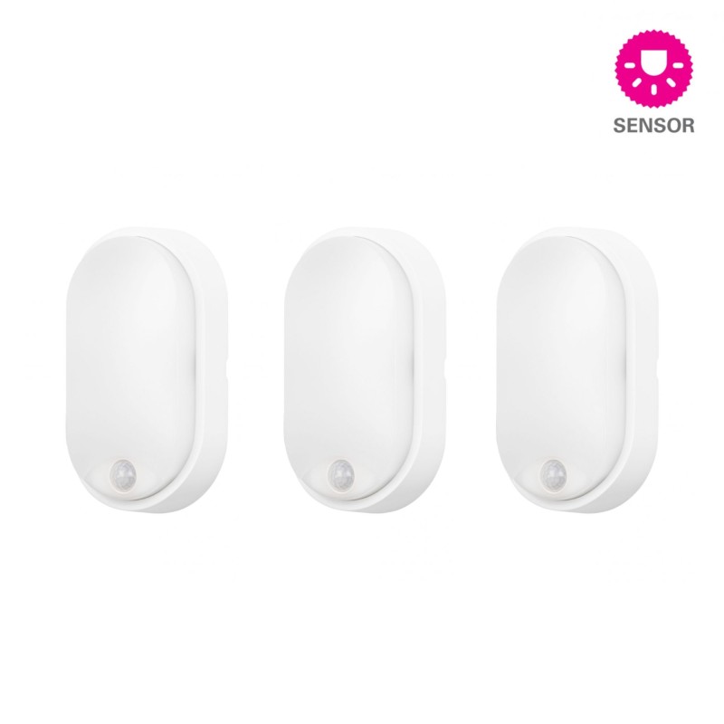 Applique Extérieure LED (3 pcs) avec Détecteur Blanc Moo