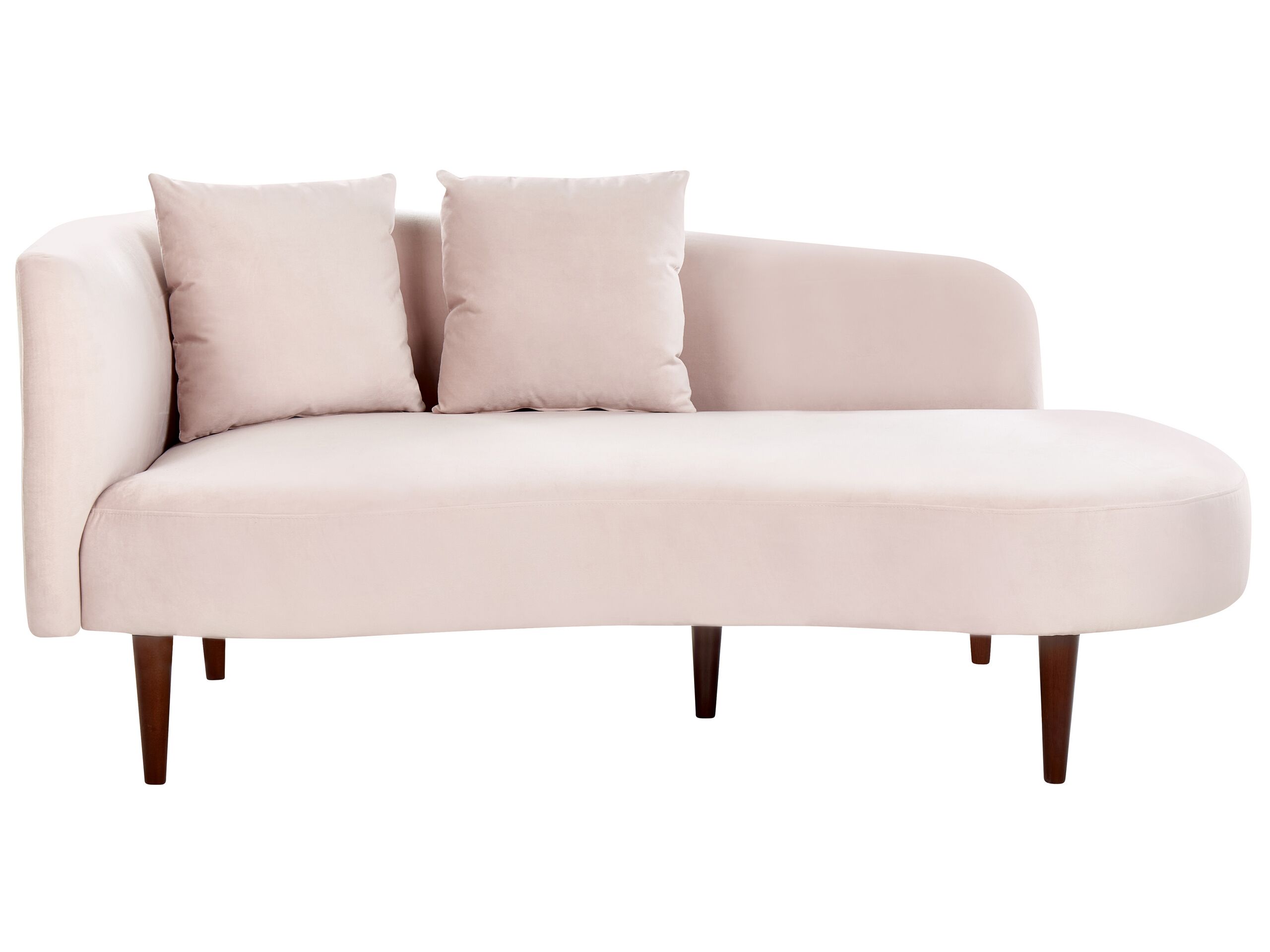 Chaise longue côté gauche en velours rose