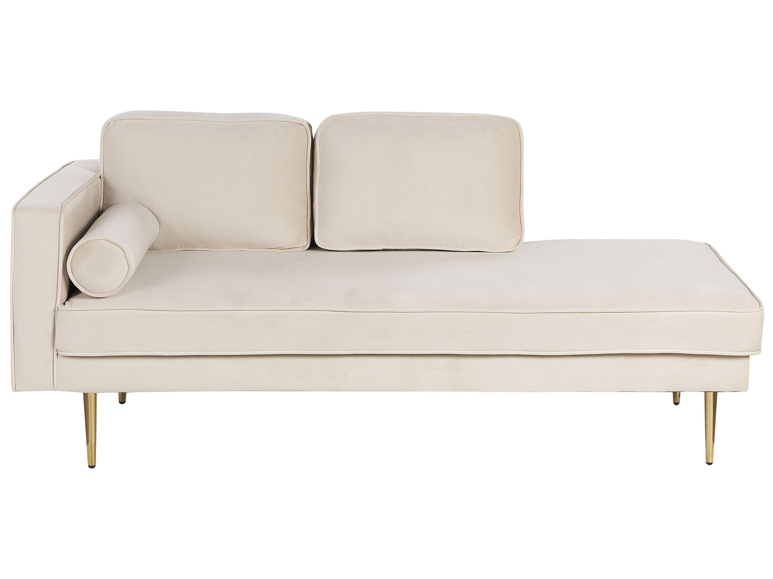 Chaise longue côté gauche en velours beige