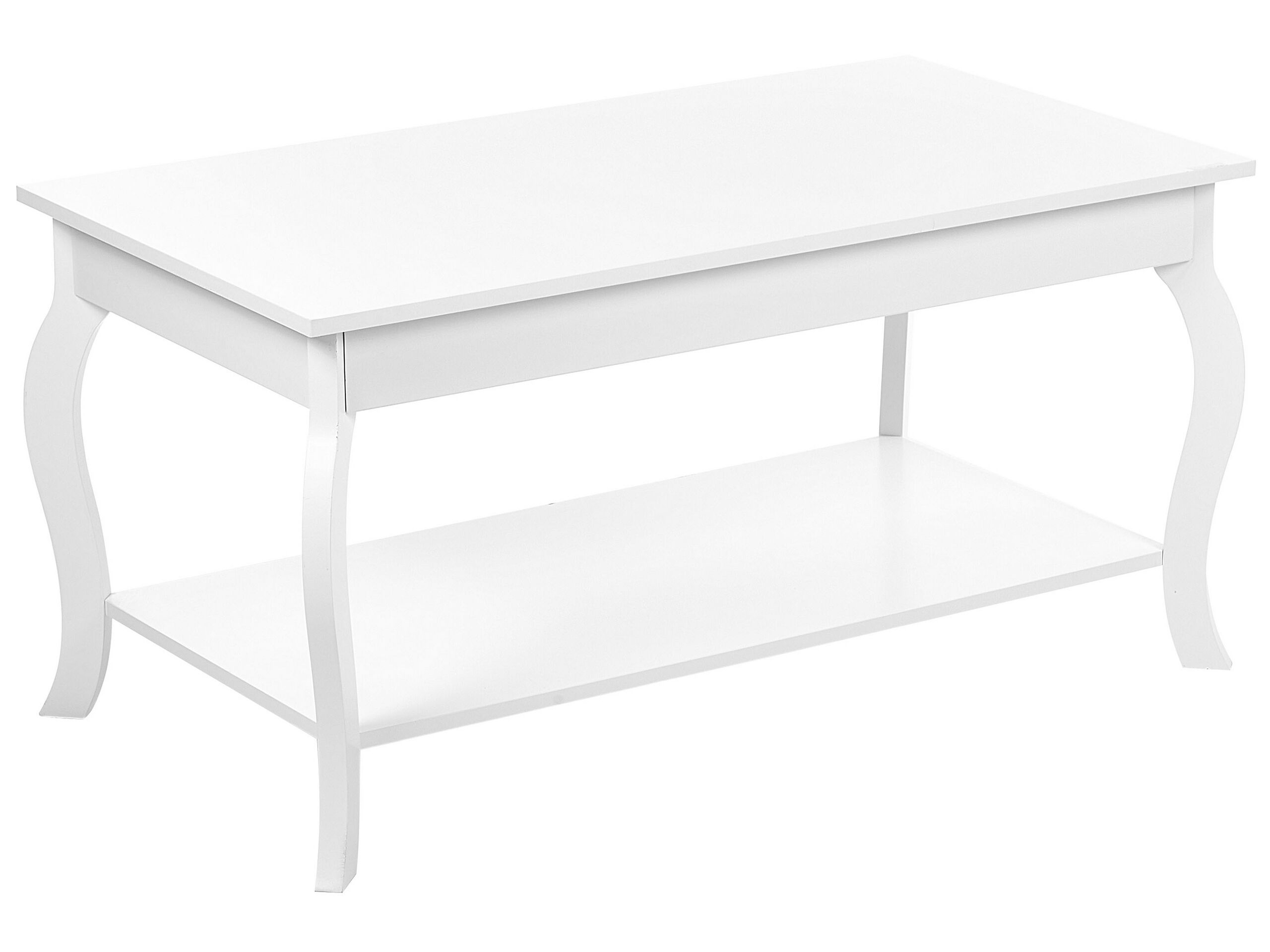 table basse blanche avec étagère