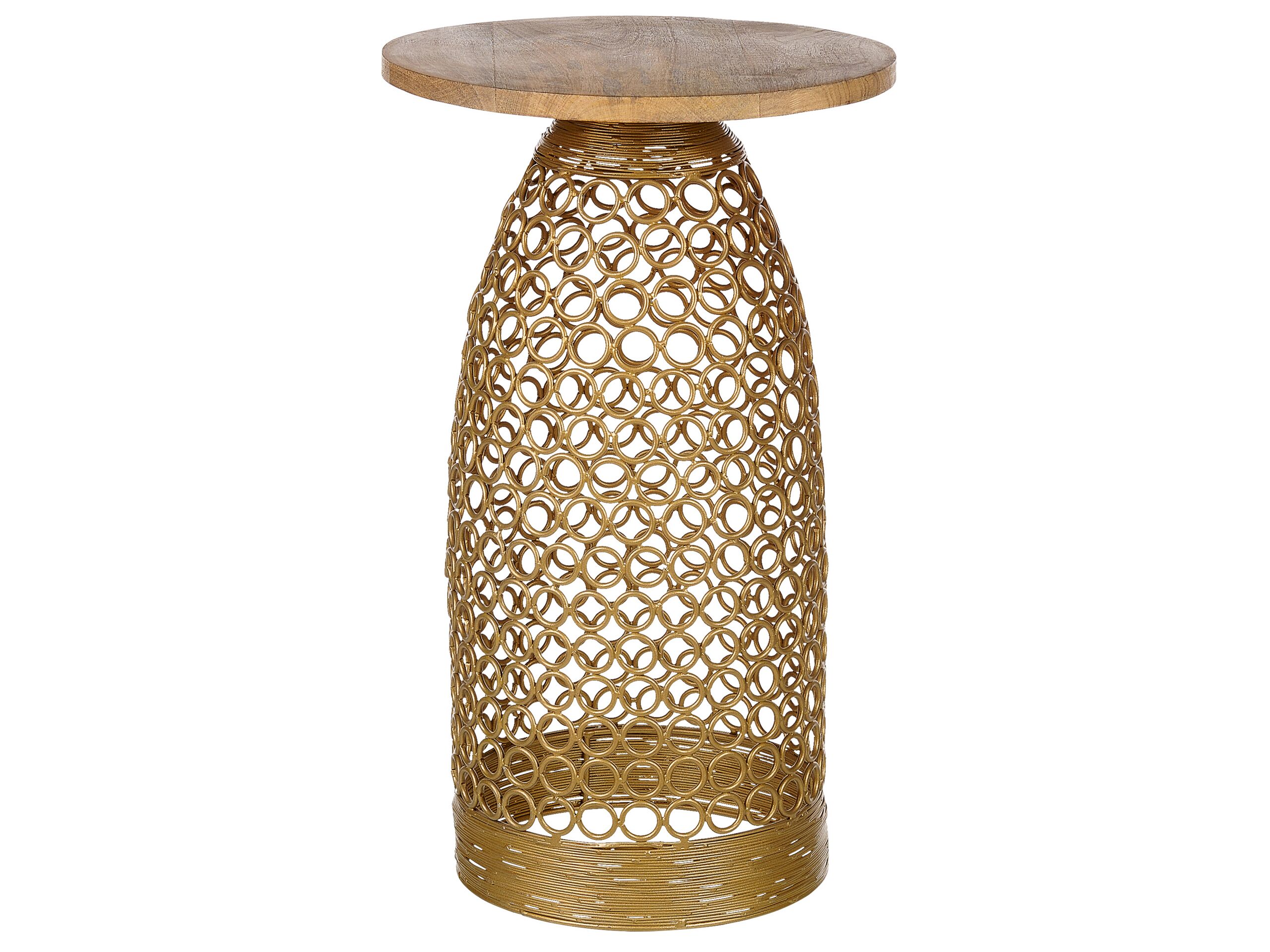 Table d’appoint en bois de manguier clair et doré