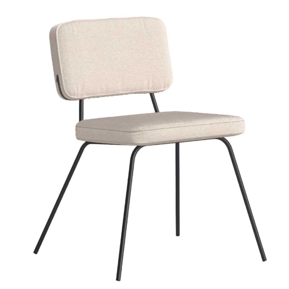 Chaise avec tissu recyclé et pieds métalliques couleur beige