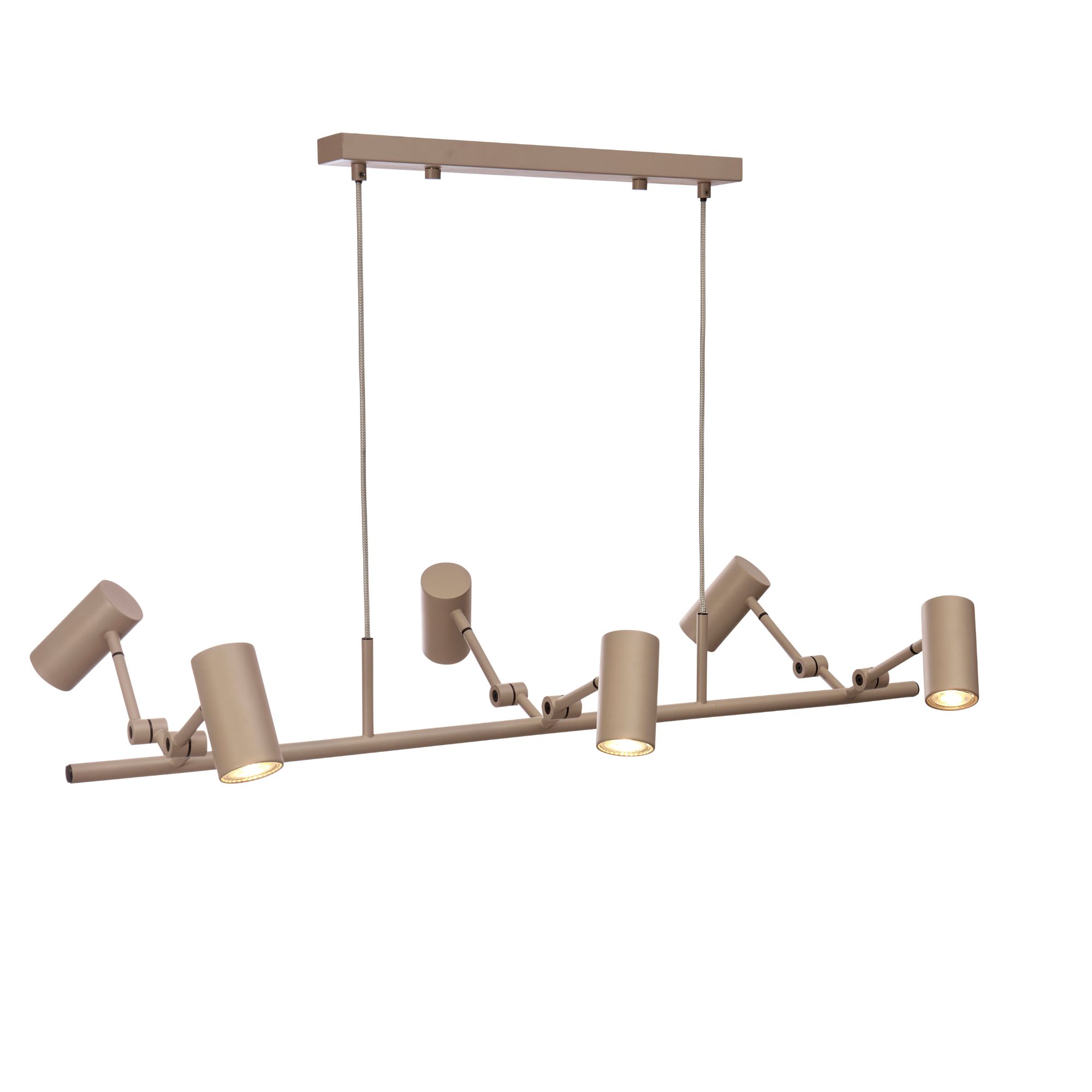 Suspension 6 spots fer l100cm beige