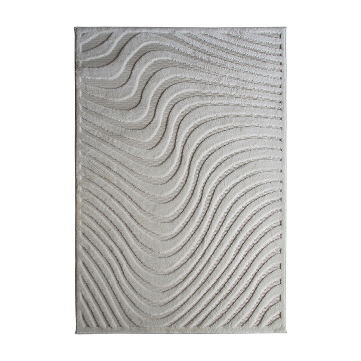 Tapis pour dehors et dedans motif vibes en relief crème 160x220