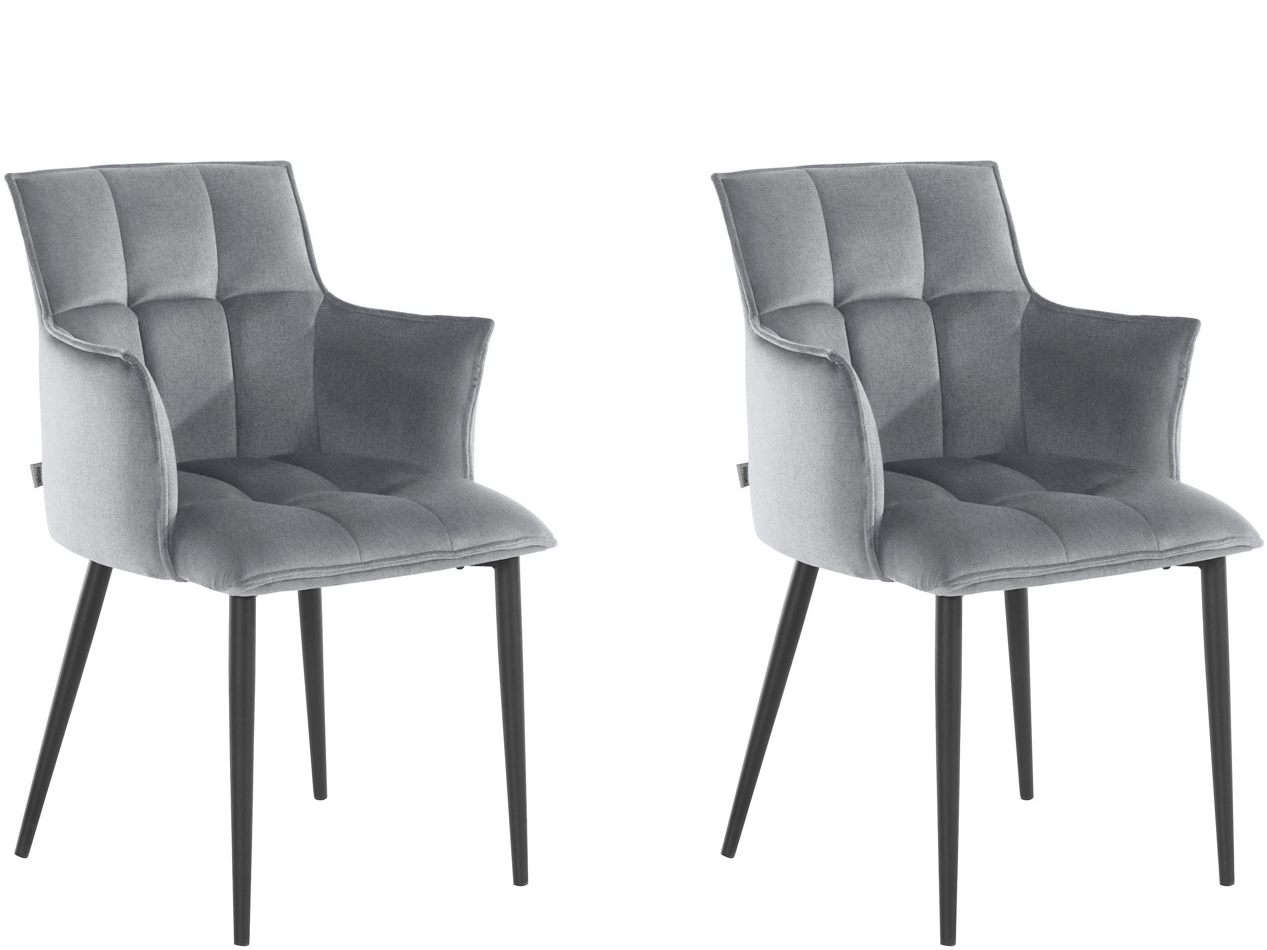 Lot de 2 chaises de salle à manger rembourrées en tissu gris clair