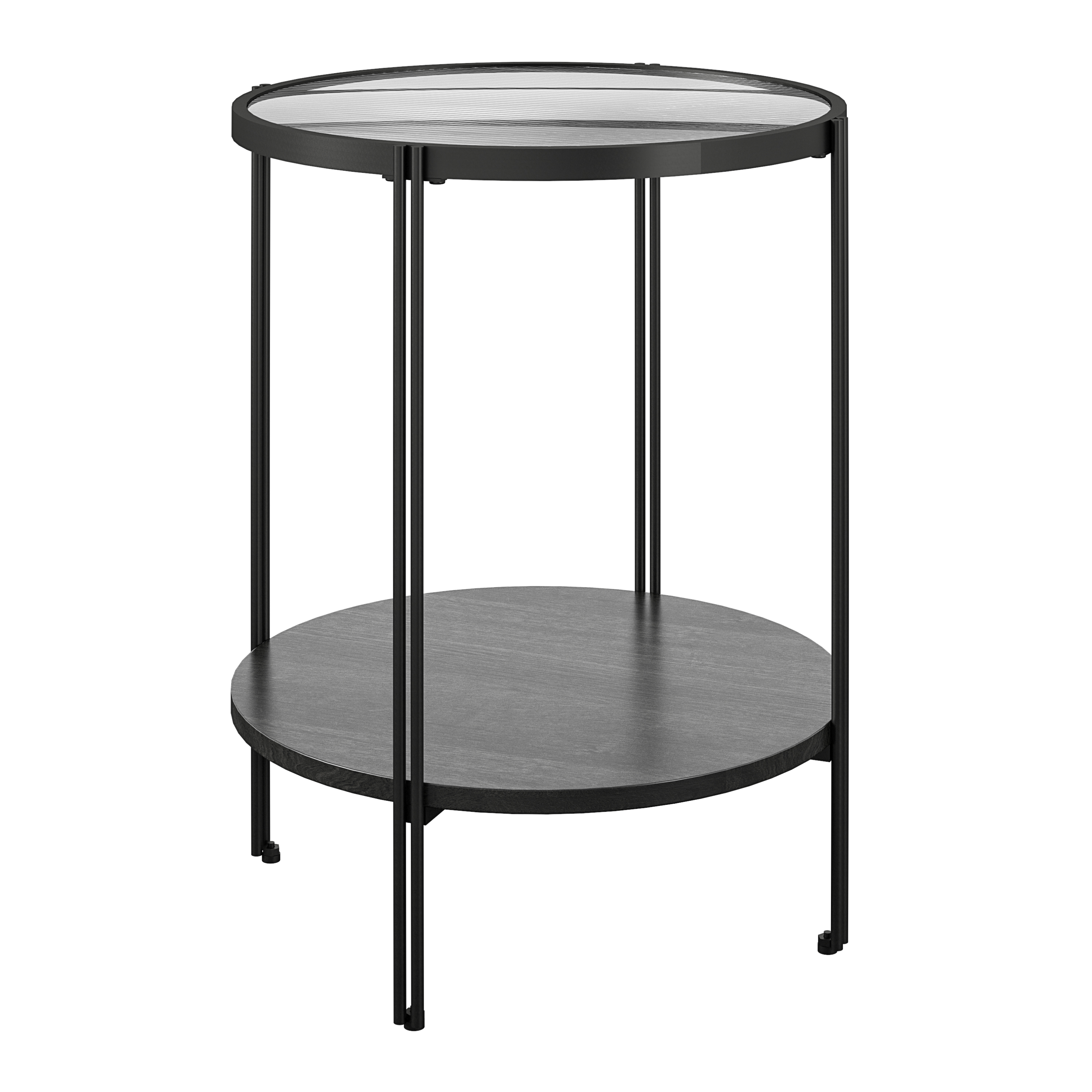 table d'appoint en verre et cadre en métal noir