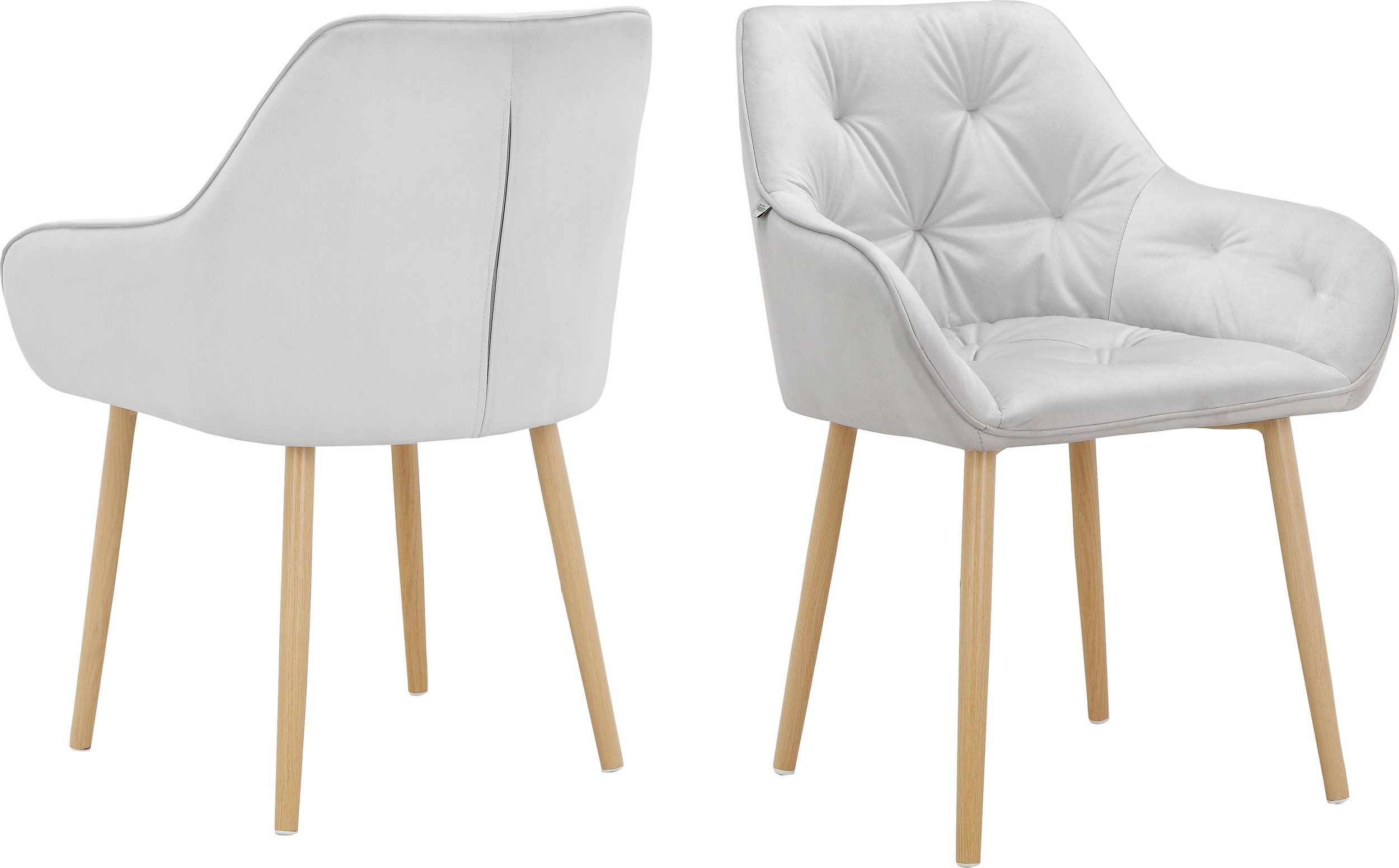 Lot de 2 chaises de salle à manger rembourrées en velours gris