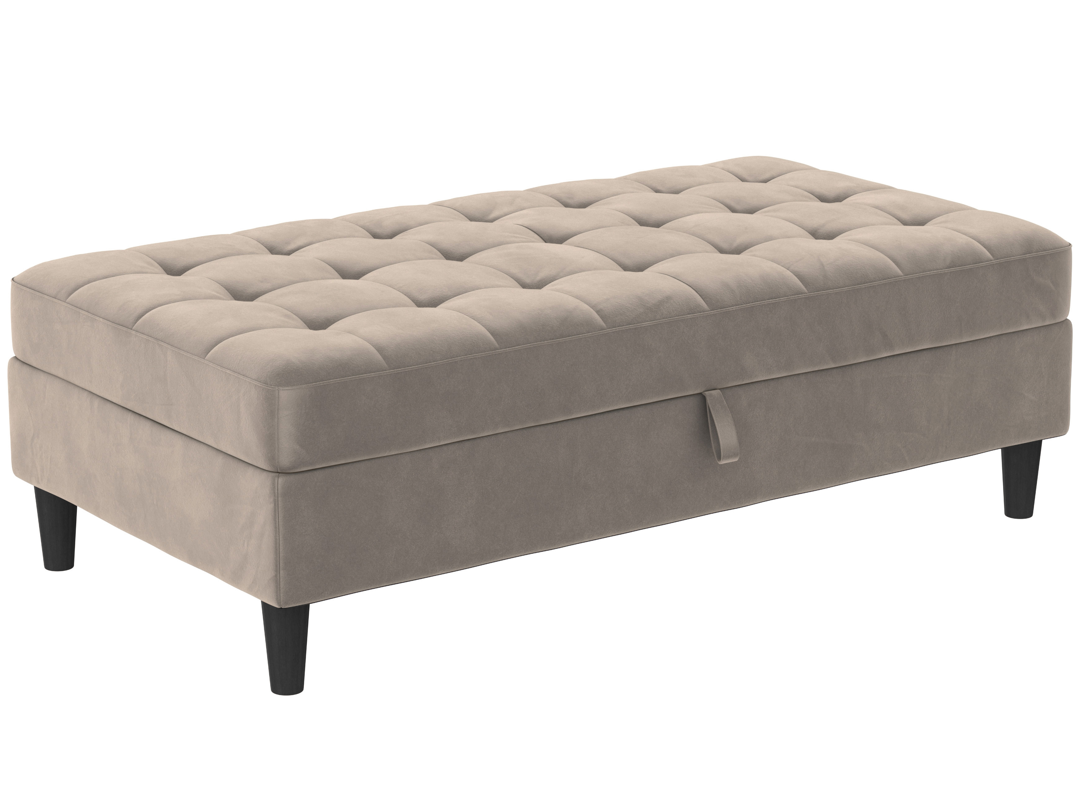 Pouf avec rangement en velours anthracite