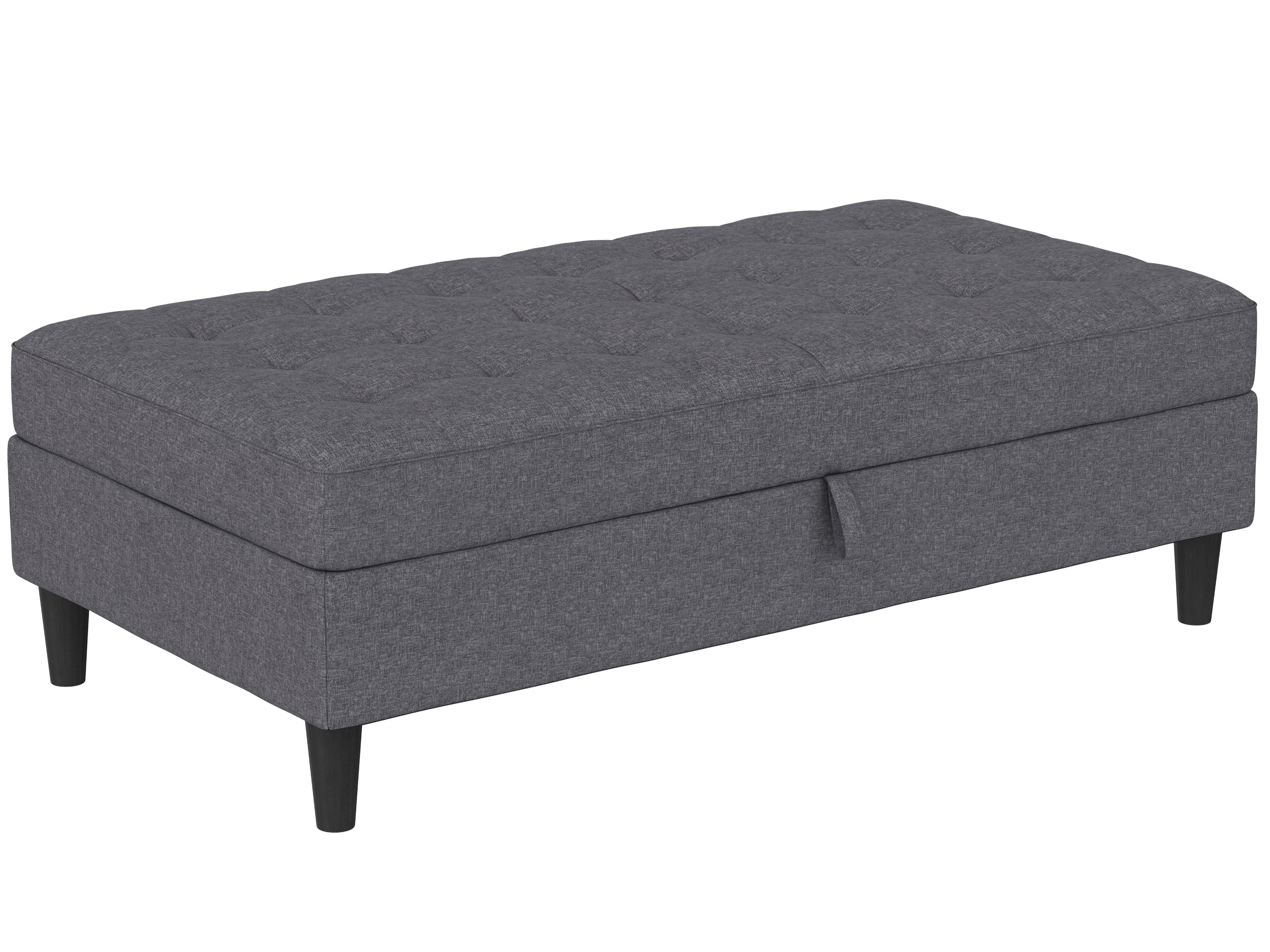 Pouf avec rangement en tissu gris