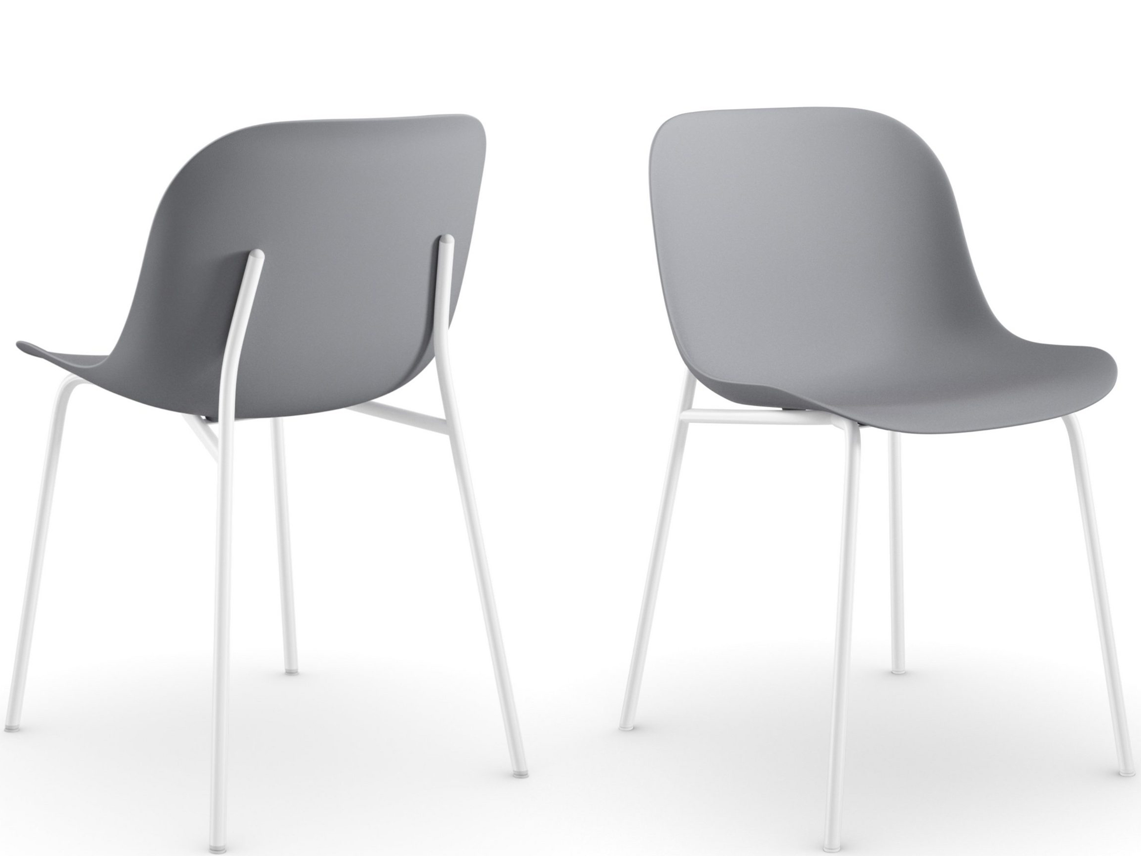 Lot de 2 chaises de salle à manger avec pieds en métal gris blanc