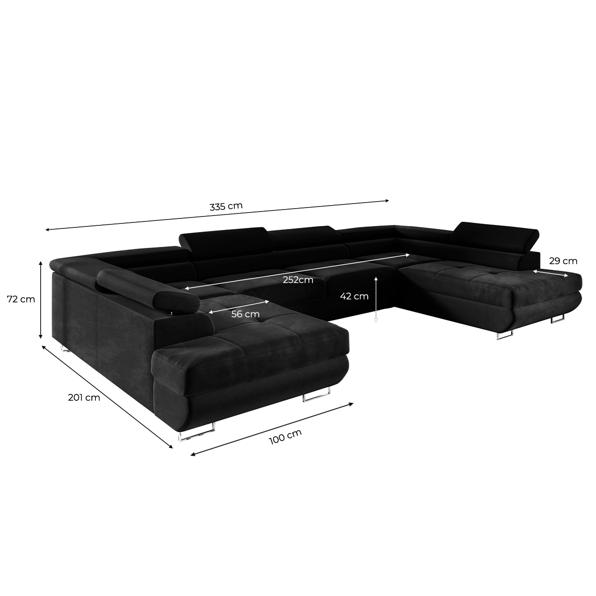 wilson - Canapé relax convertible velours Noir - Vue supplémentaire 2