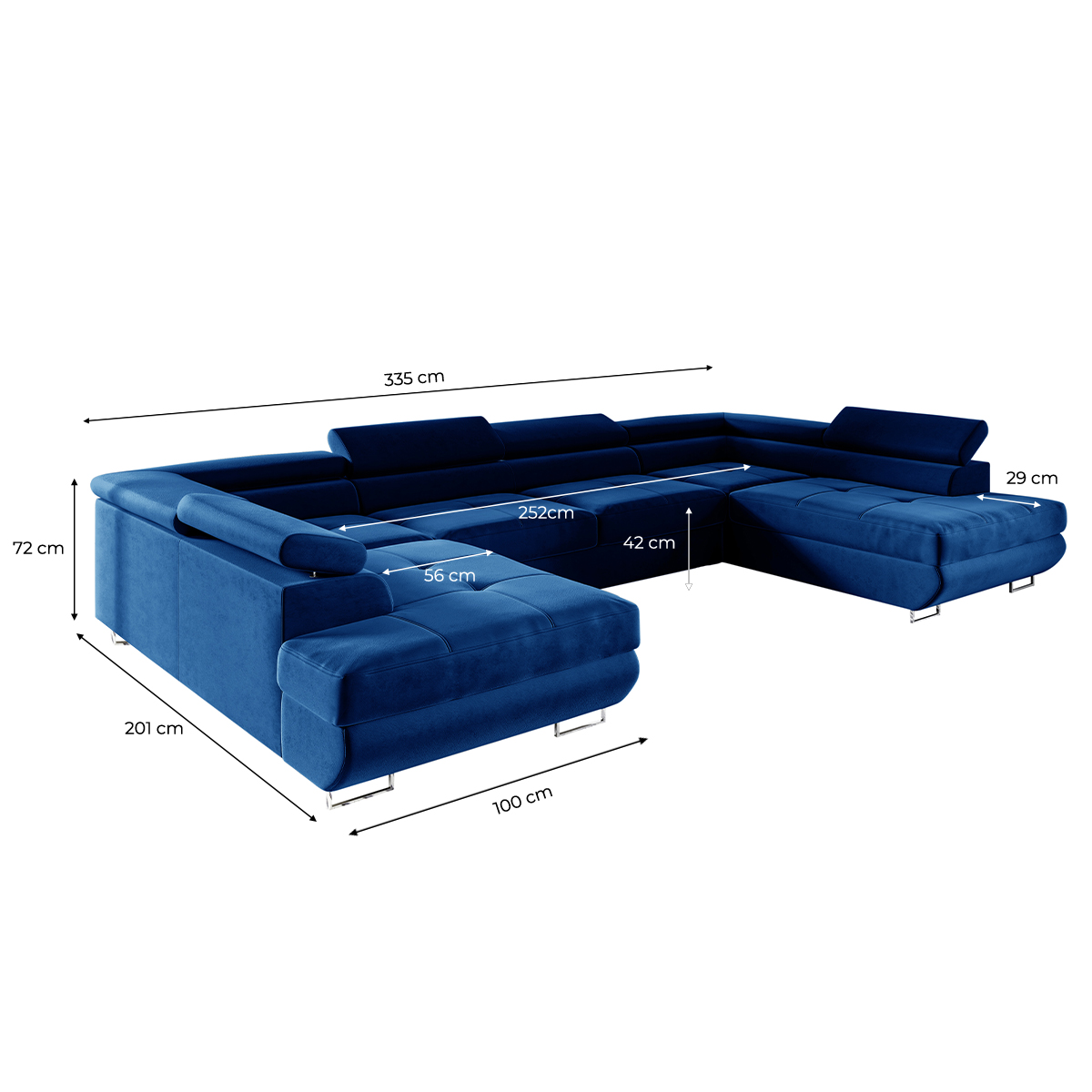wilson - Canapé relax convertible velours Bleu - Vue supplémentaire 2