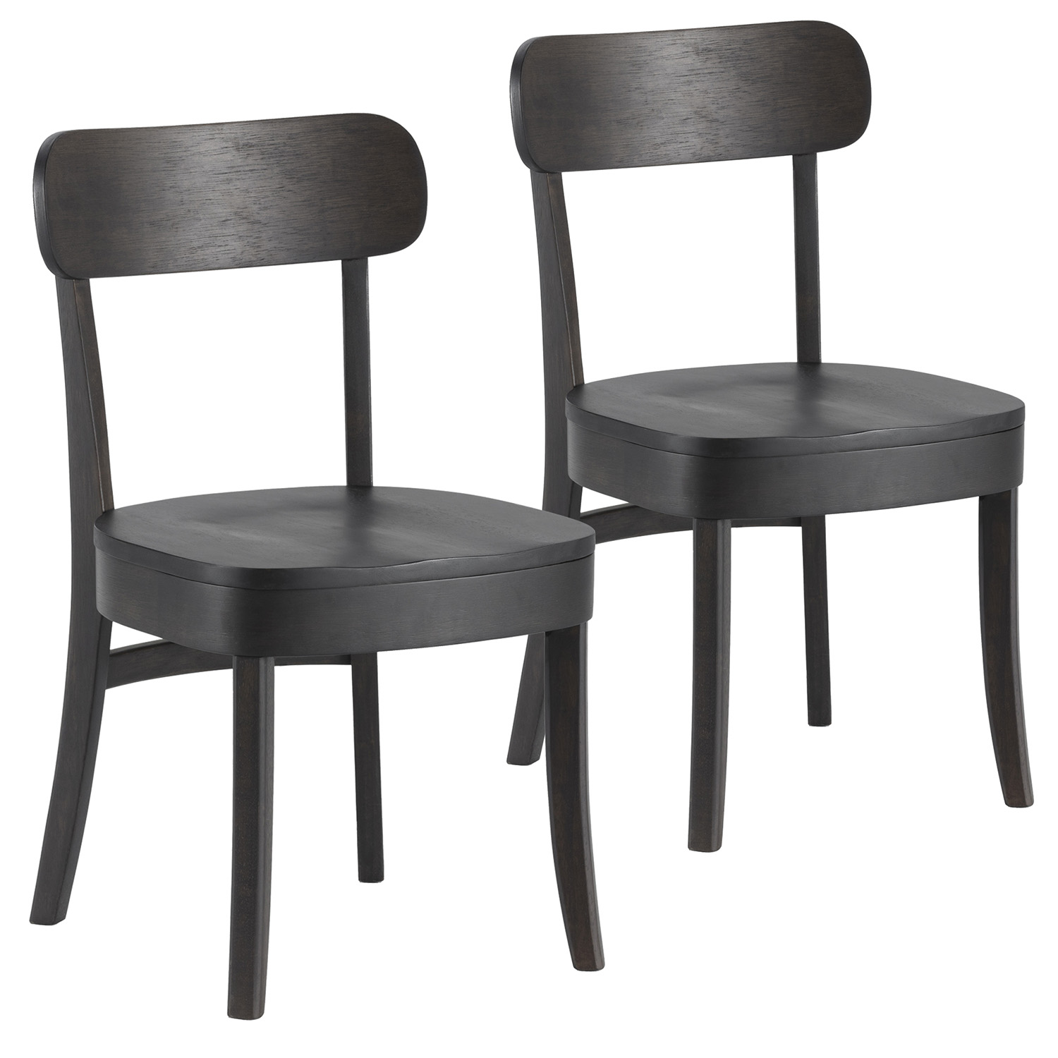 Pack de 2 chaises couleur noir, Bois massif