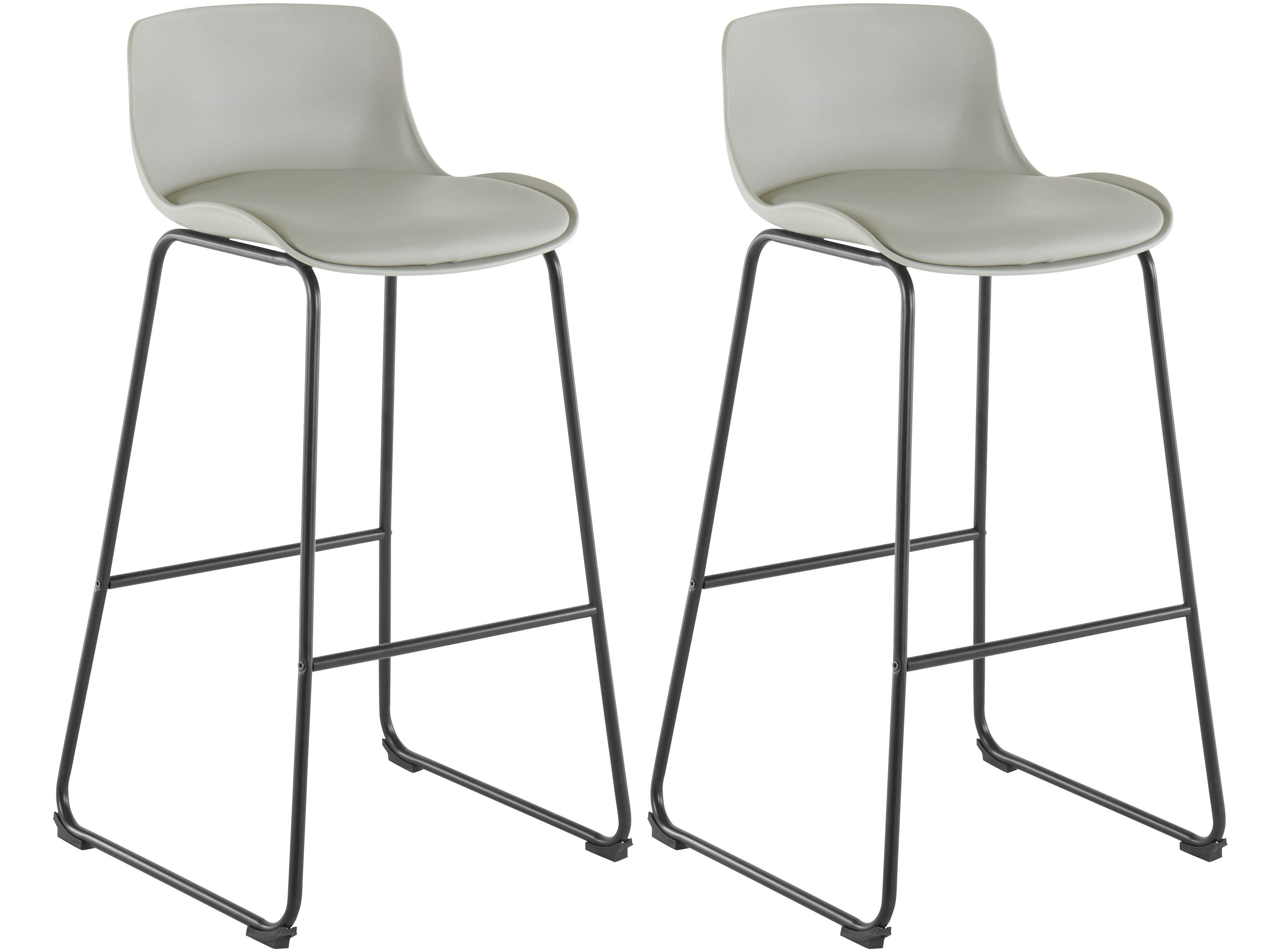 Lot de 2 tabourets de bar rembourrés en PU gris clair