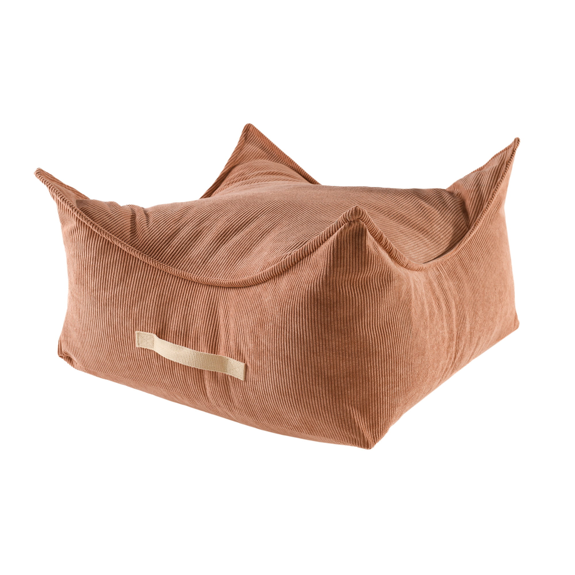 meowbaby® pouf en velours côtelé carré pour enfants 60x60x35 cm brique