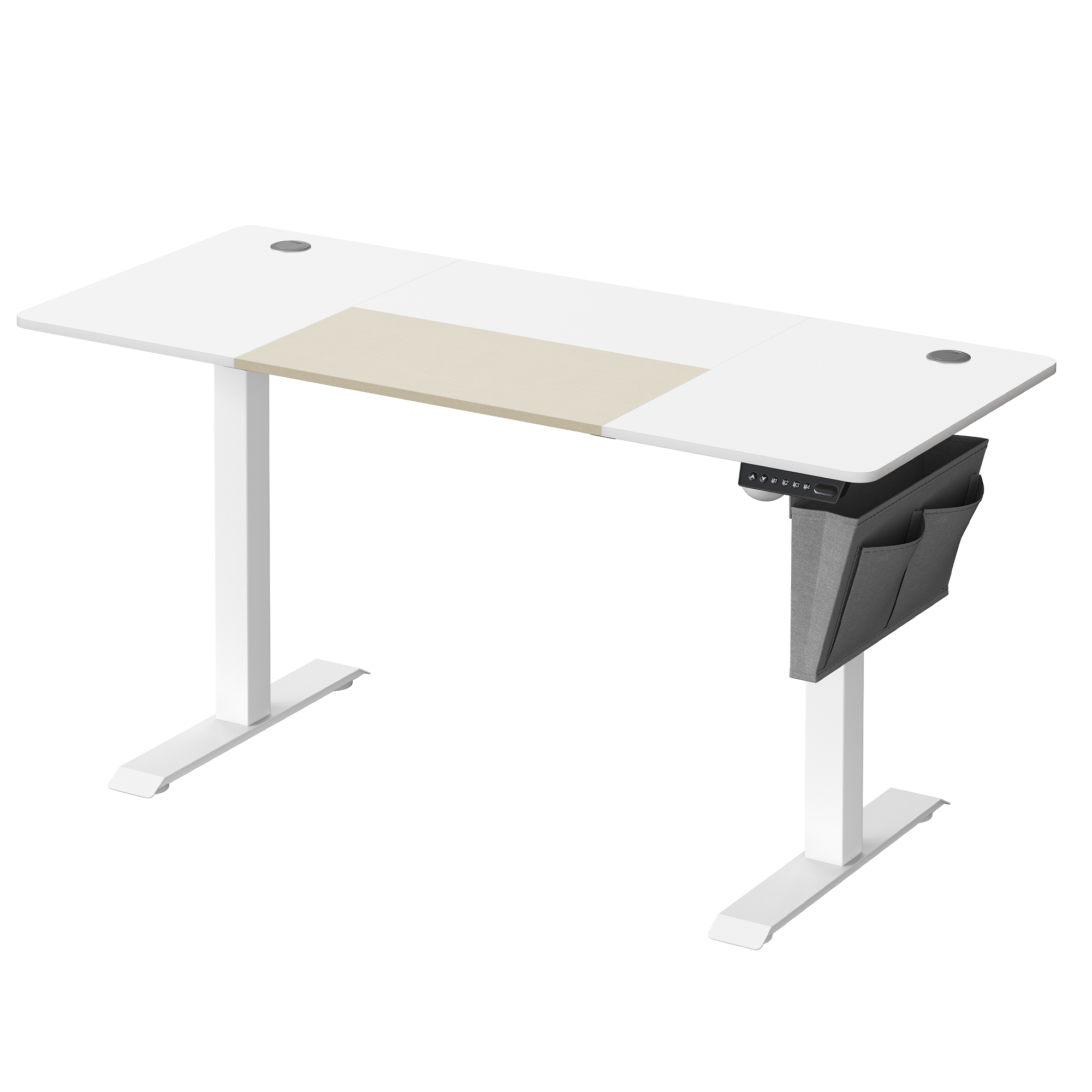 bureau assis-debout 140 cm effet bois blanc