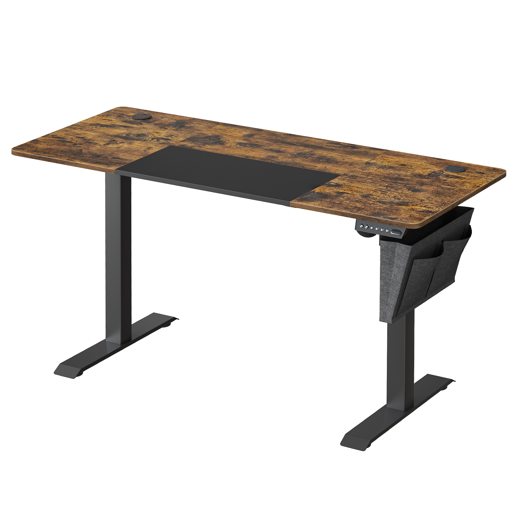 bureau assis-debout 140 cm effet bois marron rustique