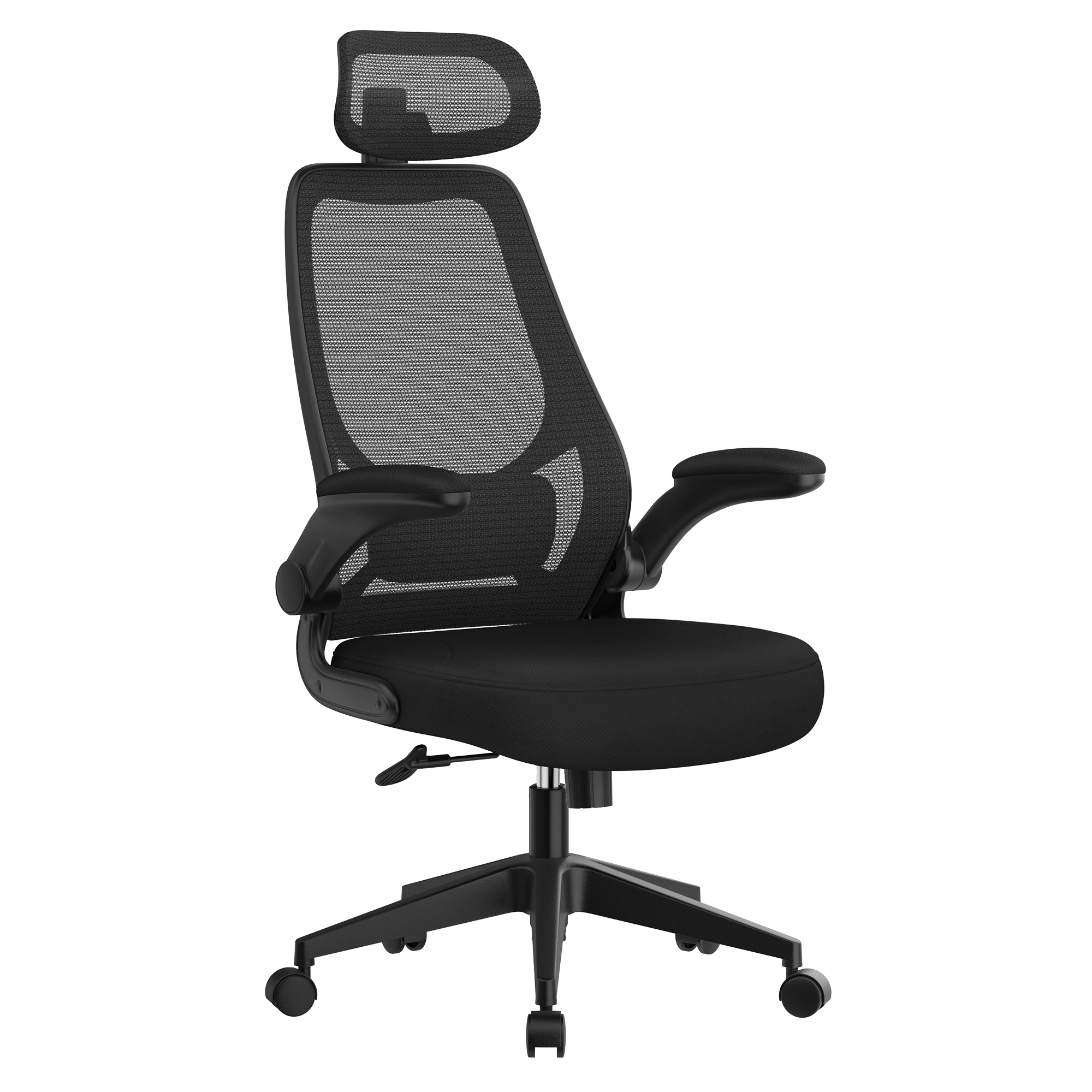 chaise de bureau avec appui-tête toile respirante noir