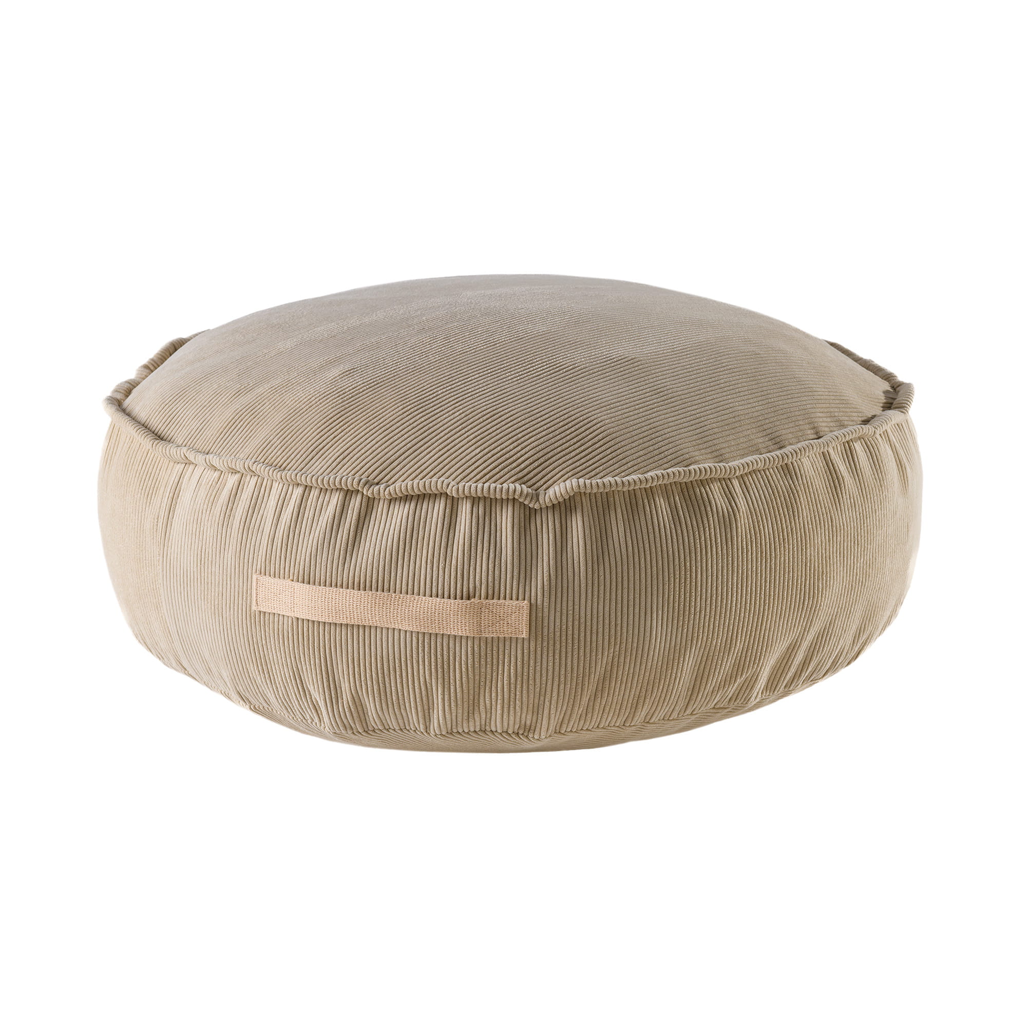 rond pouf pour enfant, côtelé, sable 65x20cm