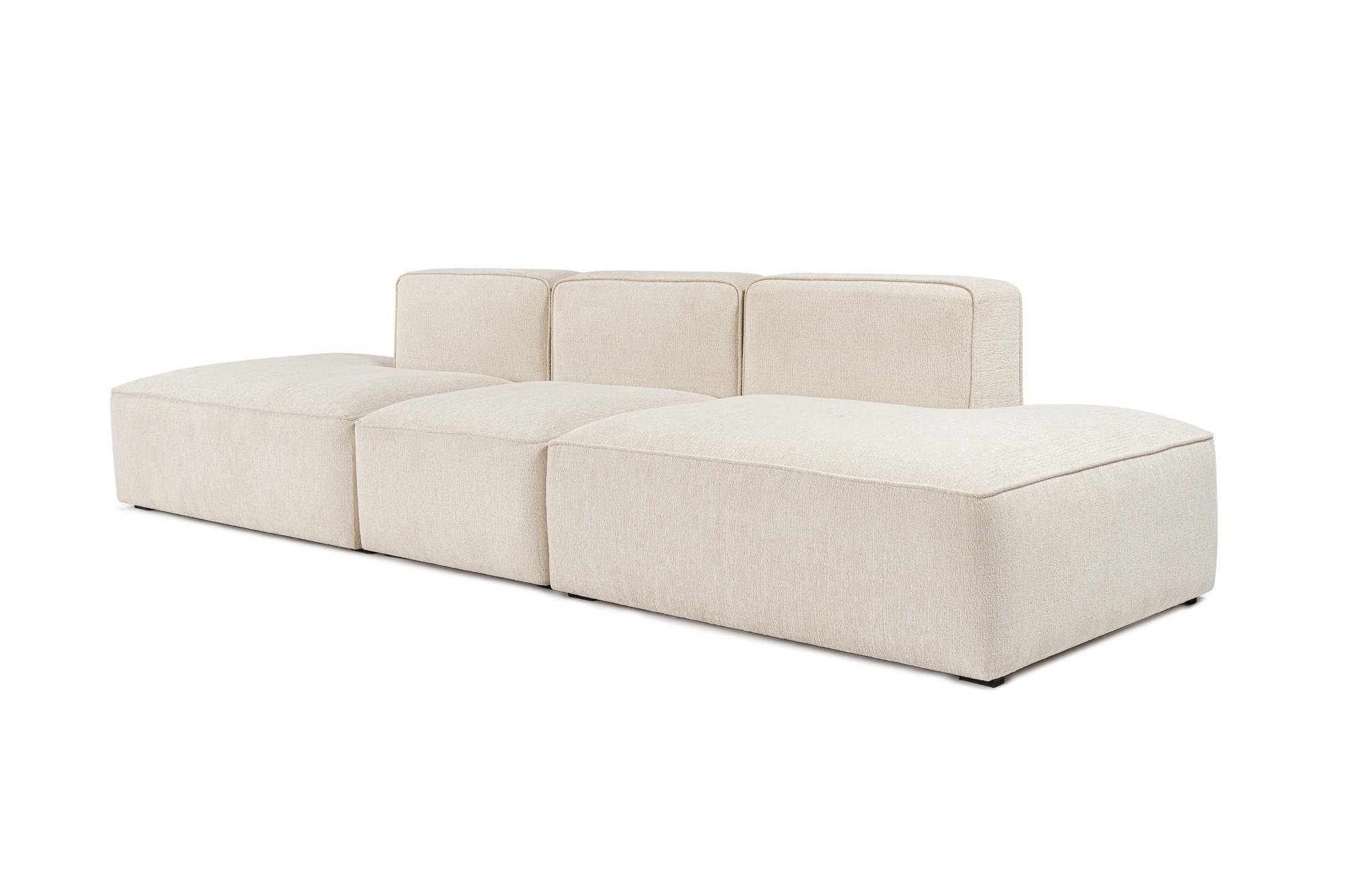 Canapé modulable 4 places Blanc Tissu Moderne Confort Promotion