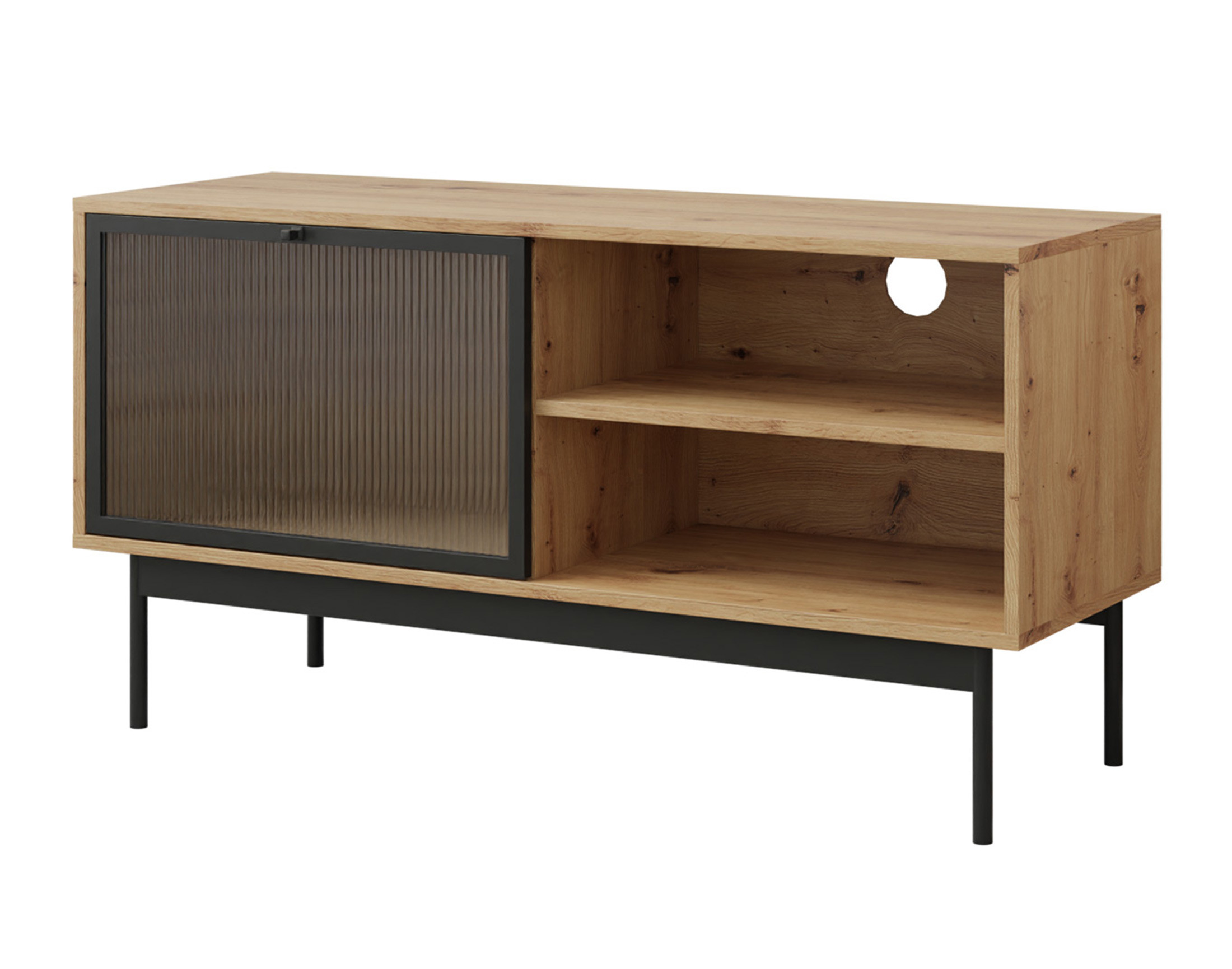 Meuble TV style industriel 117 cm noir / bois
