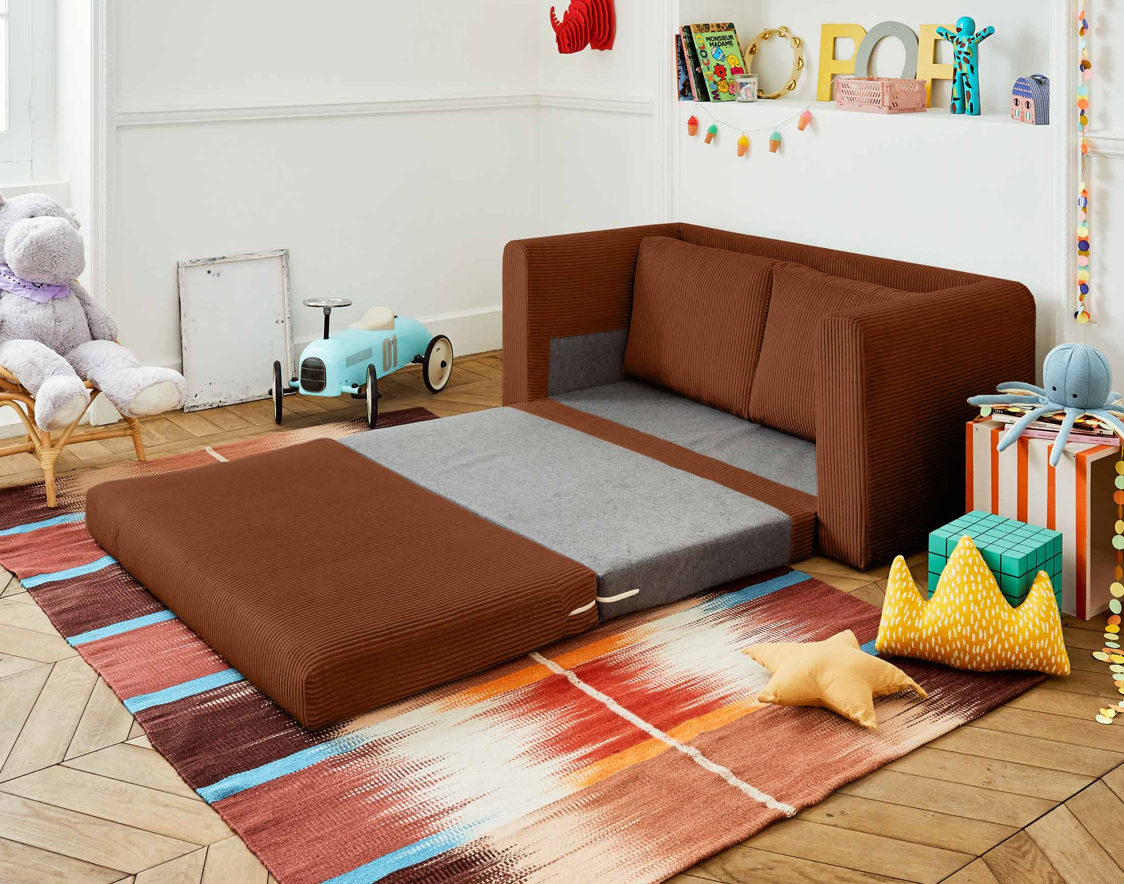 marilia - Canapé convertible velours côtelé Rouge - Vue supplémentaire 2