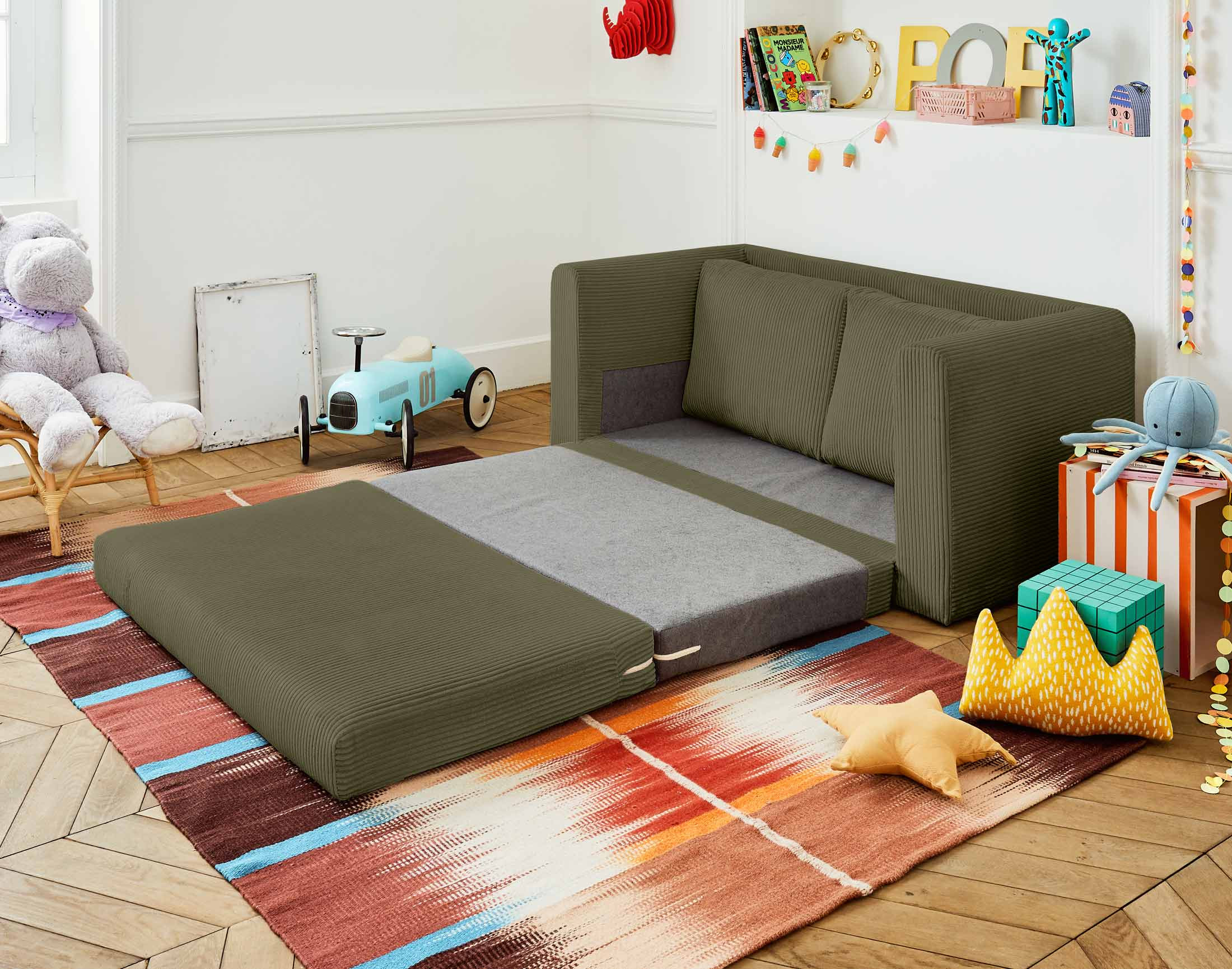 marilia - Canapé convertible velours côtelé Vert - Vue supplémentaire 2